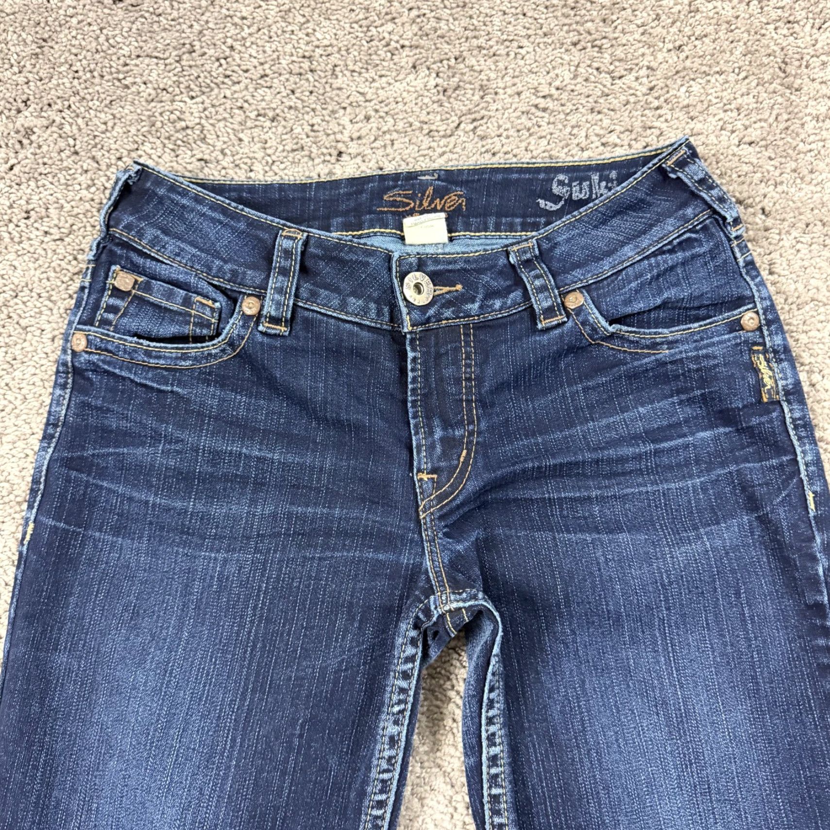 Silver Jeans Women 27 Boot Cut Low Rise Dark Wash Stretch Denim Suki 26x30