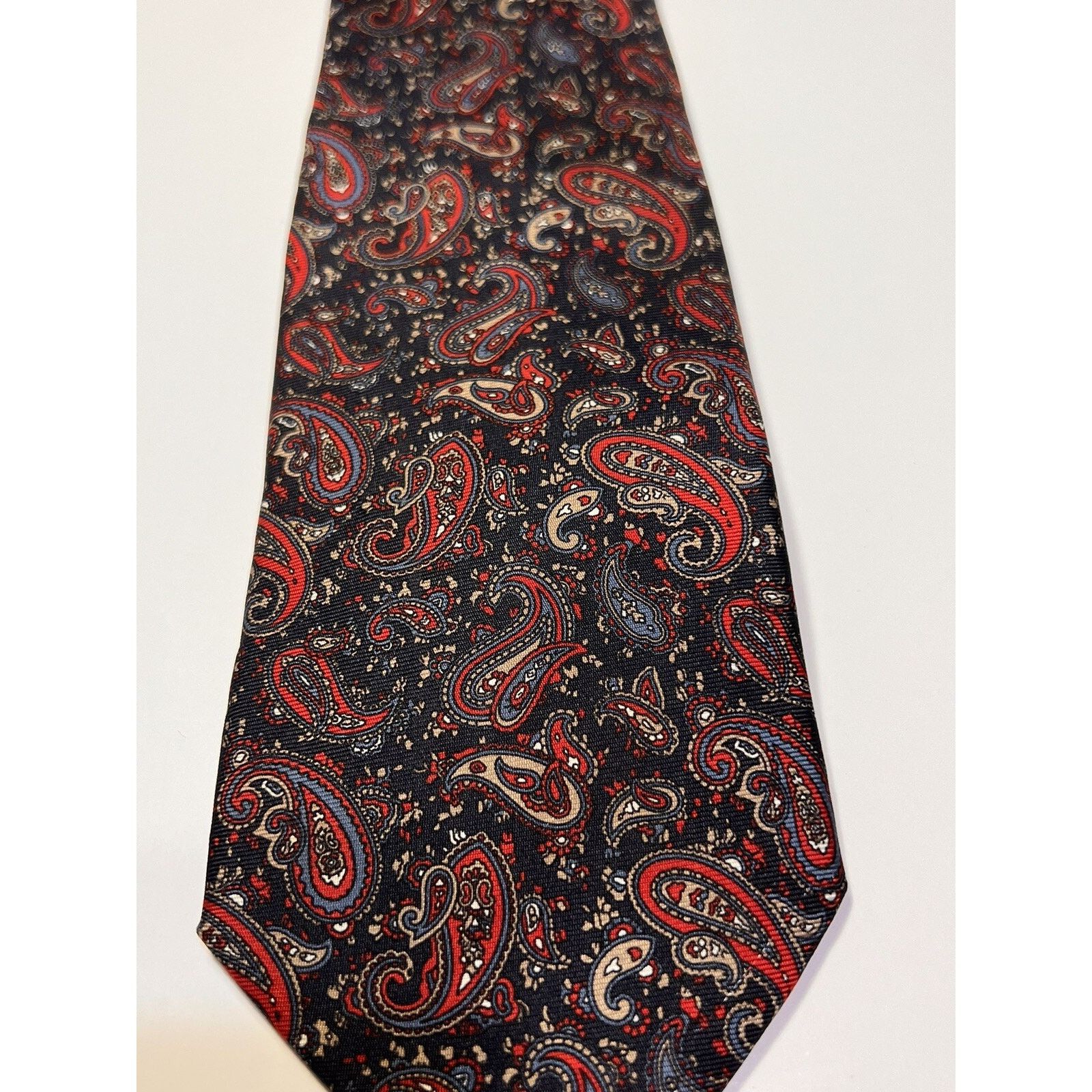 Dior Vintage Christian Dior Necktie Mens Blue Burgundy Silk Size ONE SIZE - 1 Thumbnail