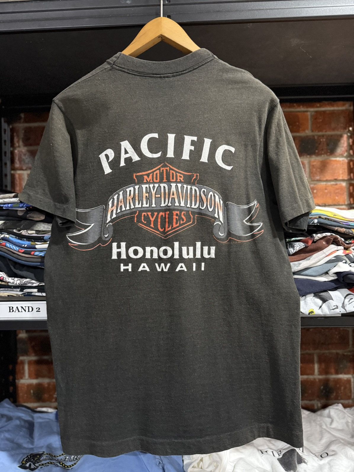 Anvil × Harley Davidson × Vintage Thrashed Vintage 90sHarley Davidson Pocket Sun Faded Anvil T Size US M / EU 48-50 / 2 - 1 Thumbnail