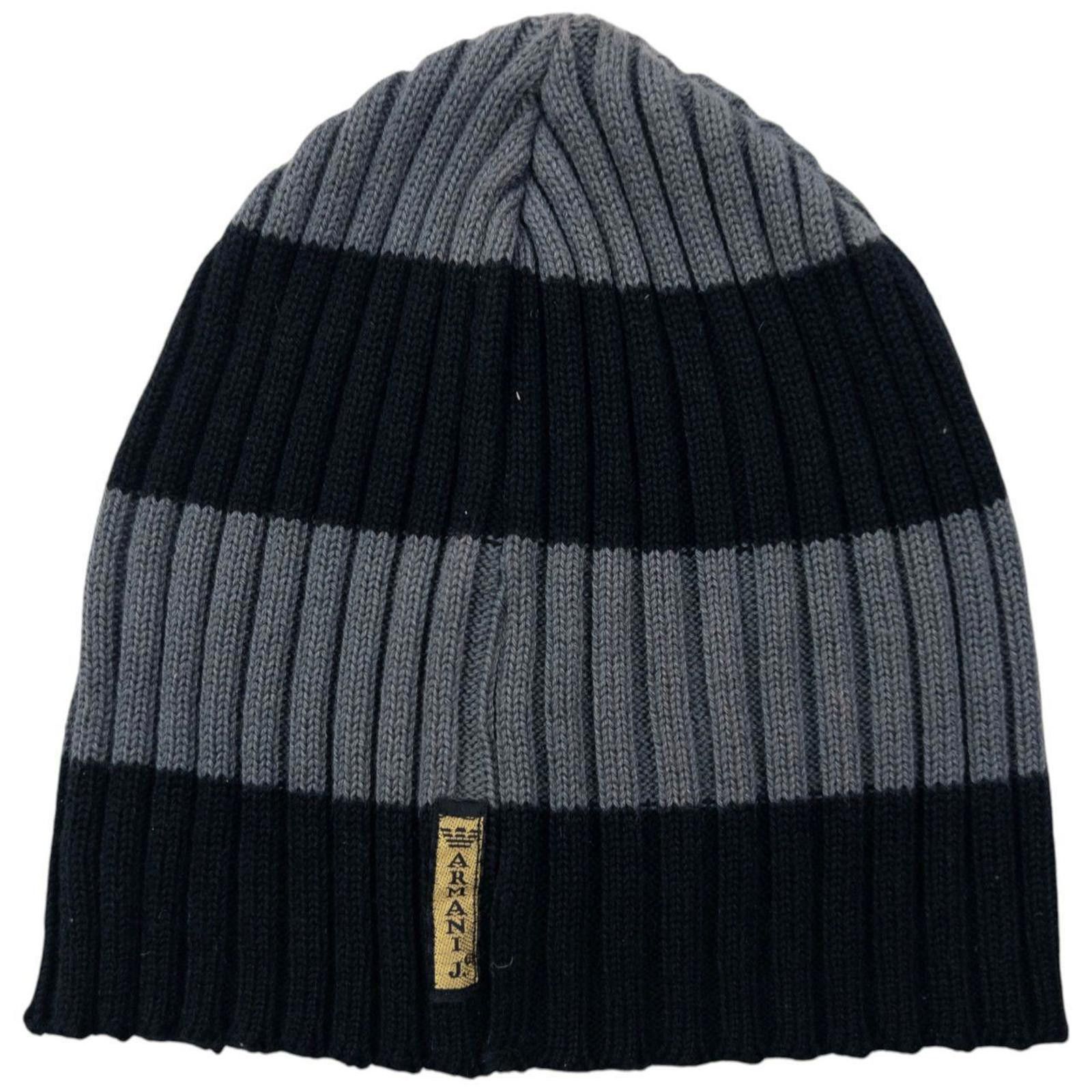 Other Vintage 2000s Armani Jeans Ribbed Stripe Beanie Hat Size ONE SIZE - 2 Thumbnail