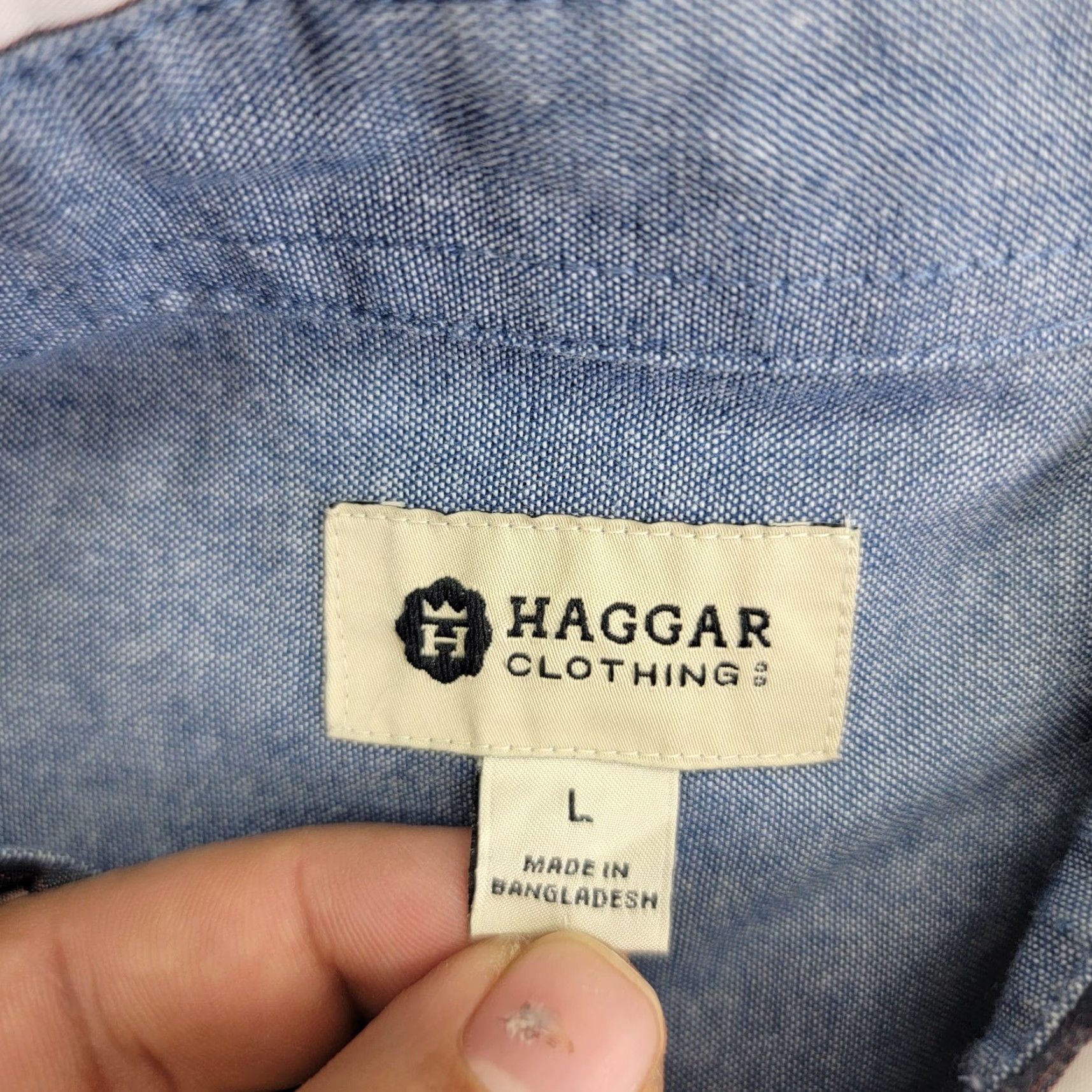 Haggar VINTAGE Haggar Shirt Mens Large Blue White Gingham Plaid Long Sleeve Button Down Collar Size US L / EU 52-54 / 3 - 3 Thumbnail