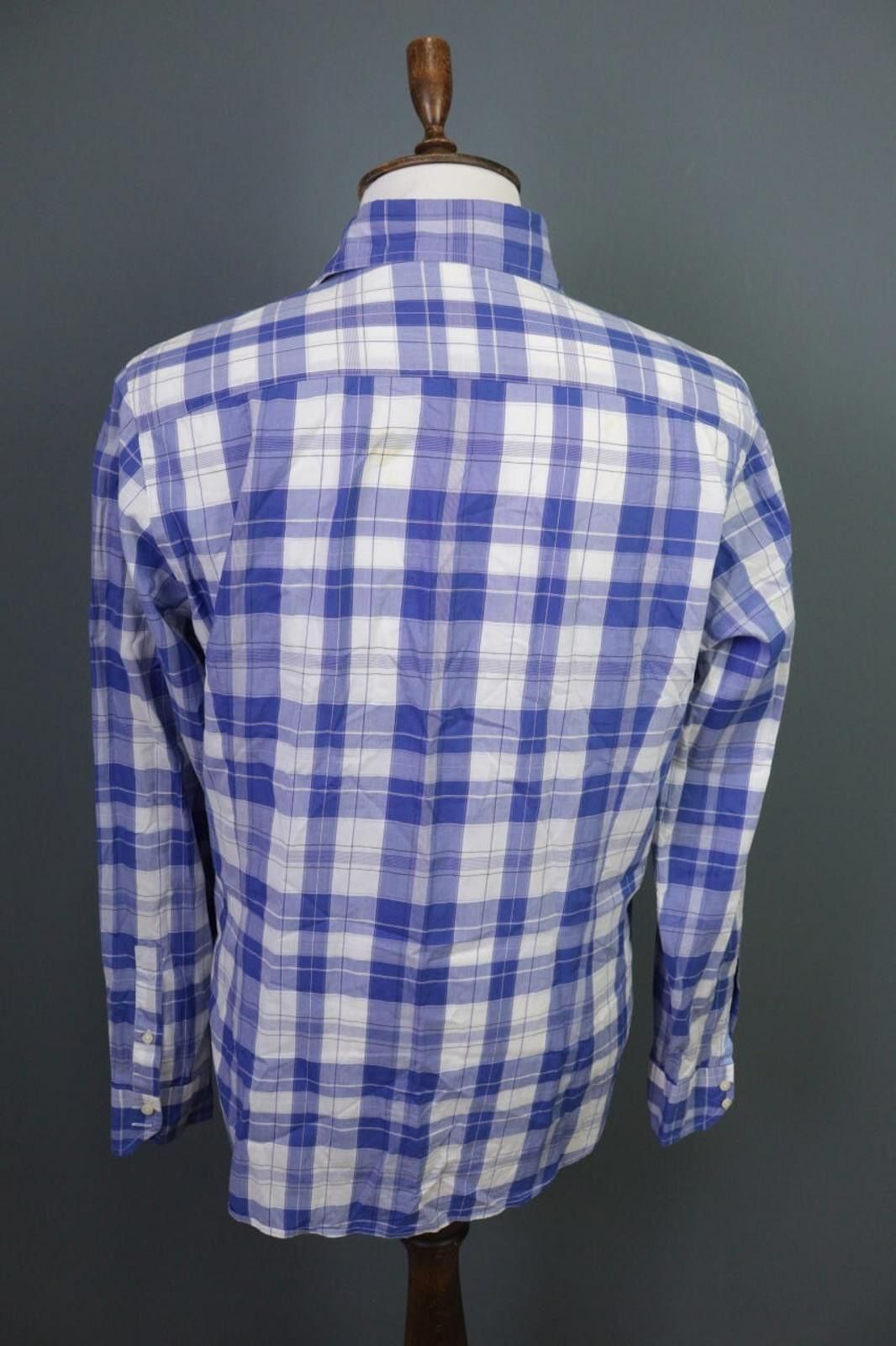 Designer Hackett London Slim Fit Blue Check Button Down Shirt Size L Size US L / EU 52-54 / 3 - 8 Thumbnail