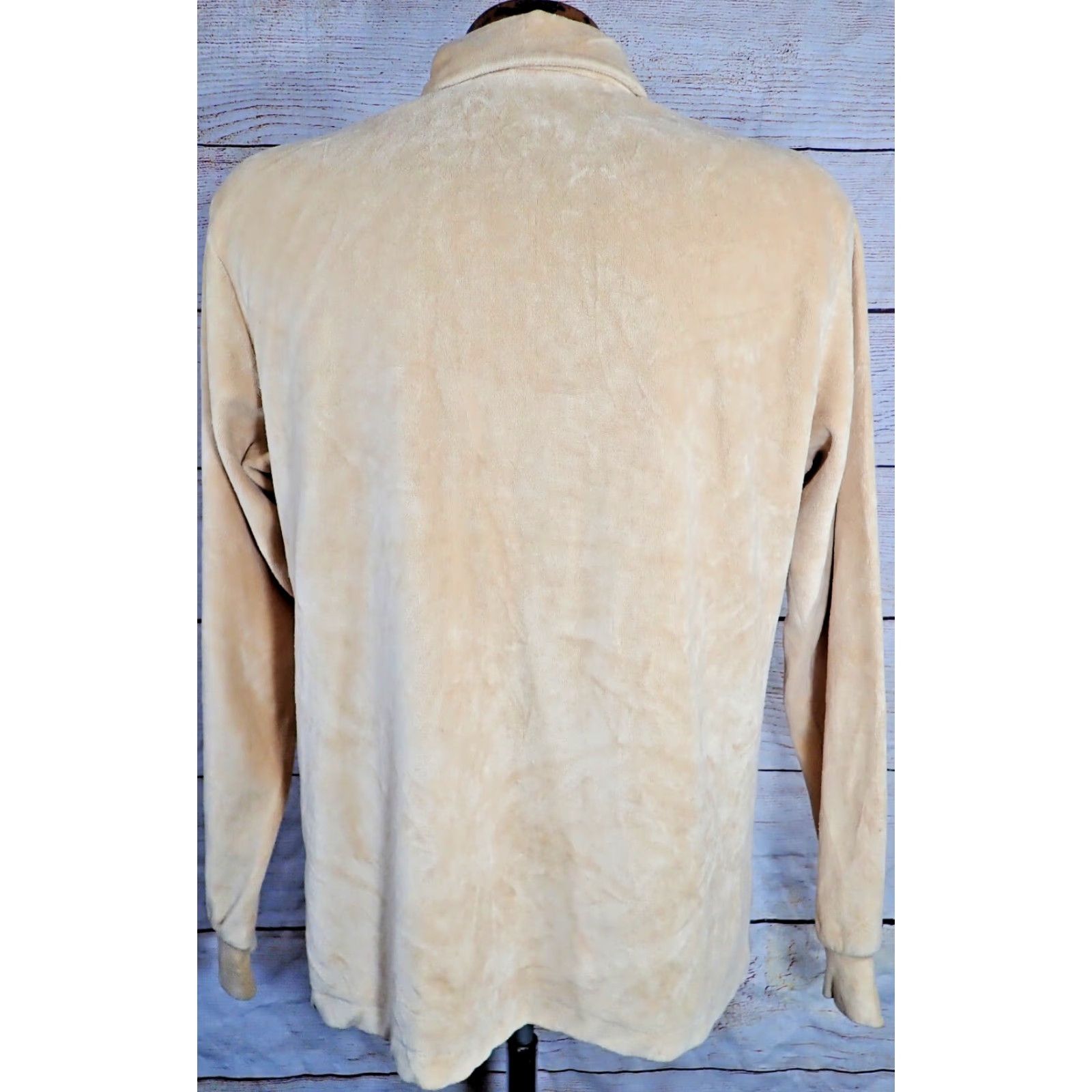 Velvet **VINTAGE L.S. Ayres 50s Long Sleeve Tan Velvet Pullover Shirt Adult Medium Rockabilly 1970s Mens** Size US M / EU 48-50 / 2 - 3 Thumbnail