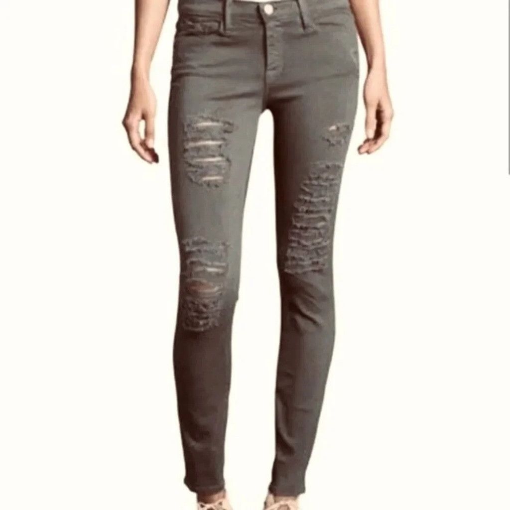 Frame FRAME Le Skinny de Jeanne – Grey Shred Ripped Jeans 👖✨ Size 25" / US 0 / IT 36 - 2 Thumbnail