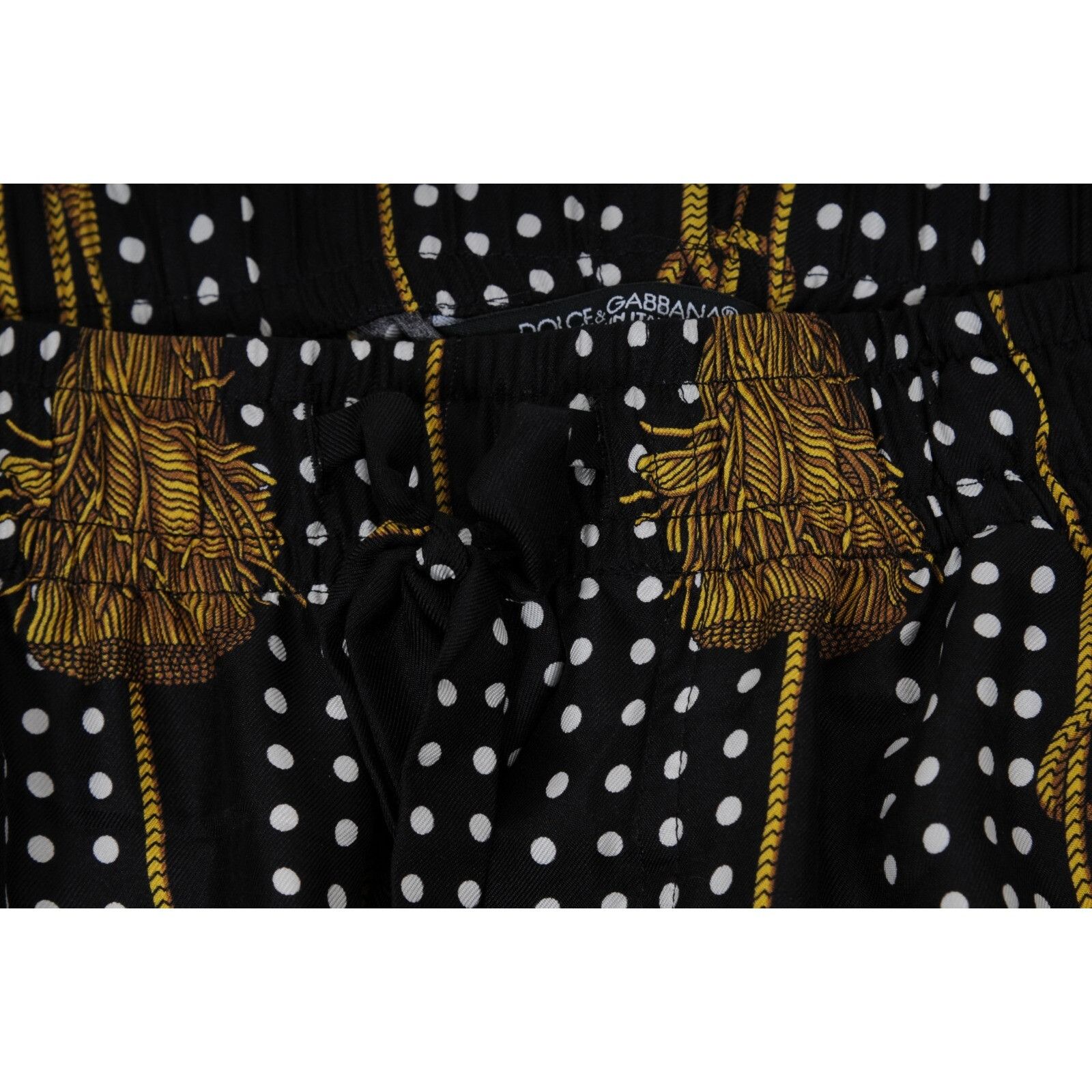 Dolce & Gabbana Tassel Polka Dot Silk Pants Black Size US 34 / EU 50 - 8 Thumbnail