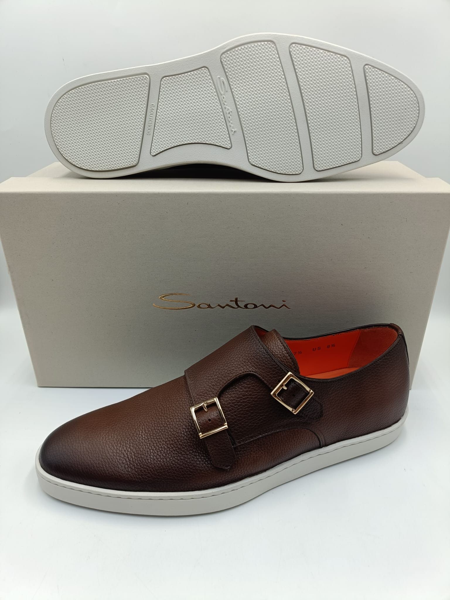 Santoni Santoni Double Monk Strap Sneakers - Brown Leather Size US 8.5 / EU 41-42 - 1 Thumbnail