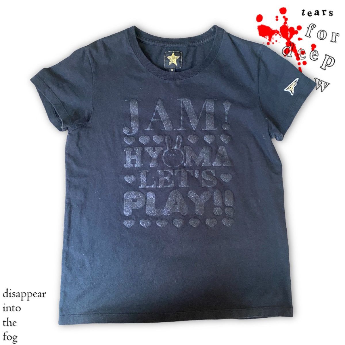 image of 20471120 Jam Hyoma Lets Play! Bunny Glitter Print Shirt in Black, Men's (Size Small)