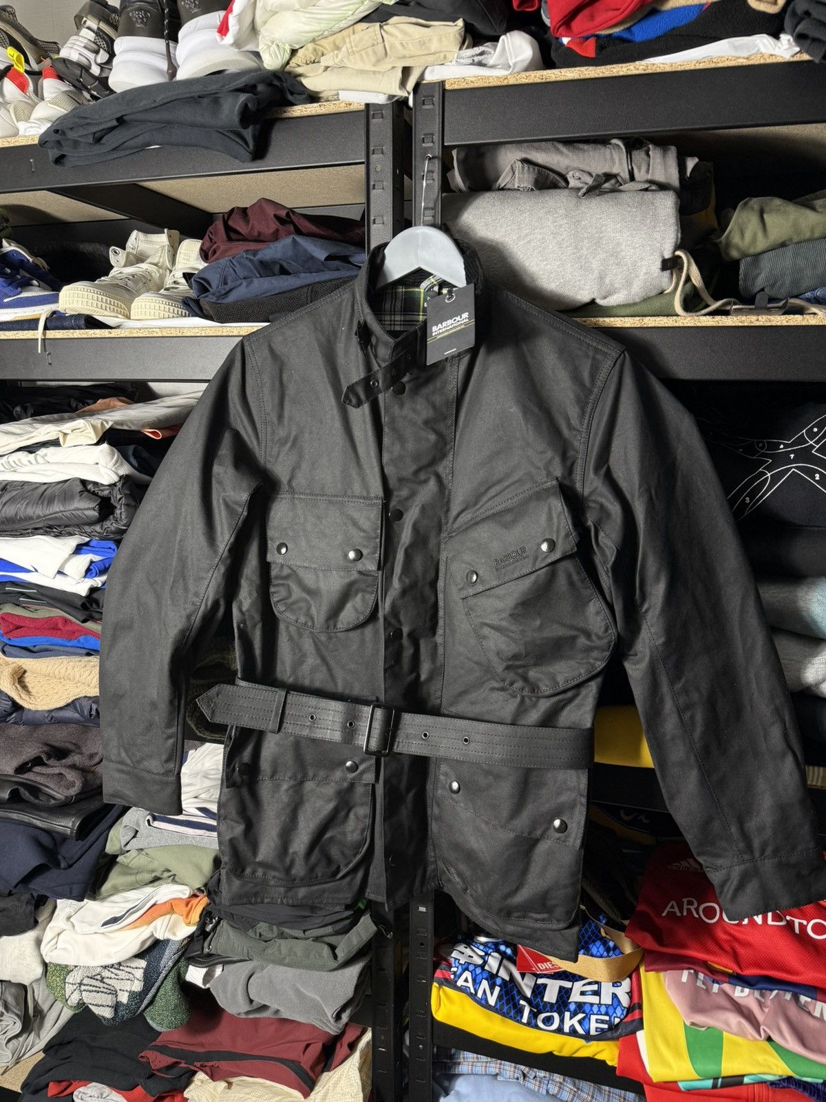 Barbour Barbour International A7 Wax Jacket Black Belted Moto Biker Size US S / EU 44-46 / 1 - 10 Thumbnail