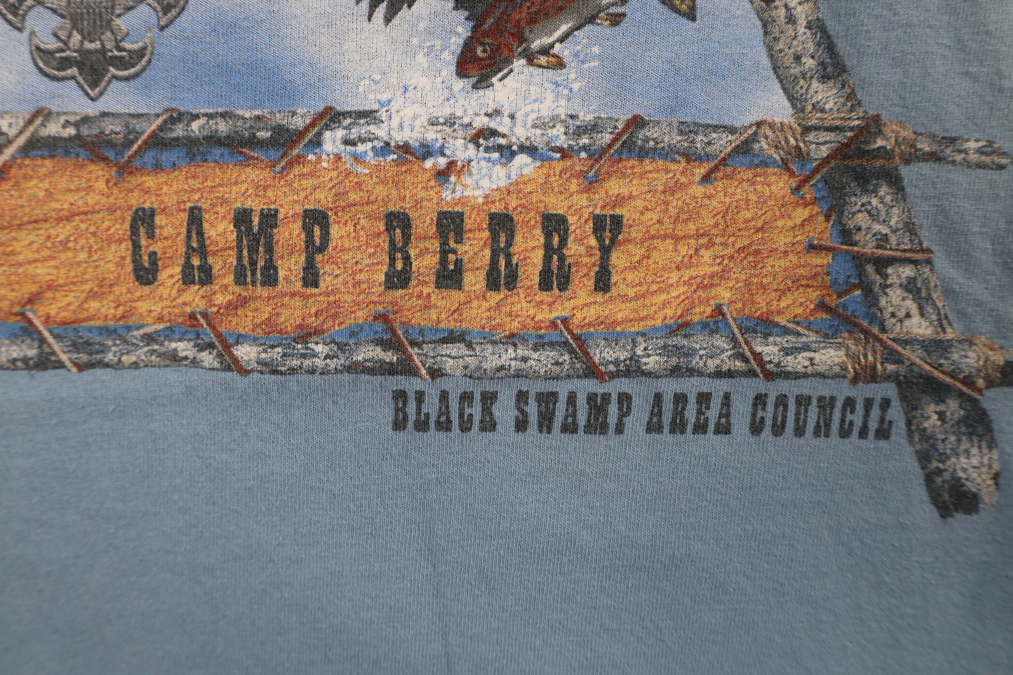 Vintage Vintage 90s Scouts of America Camp Berry Eagle T-Shirt Blue Size US L / EU 52-54 / 3 - 8 Thumbnail