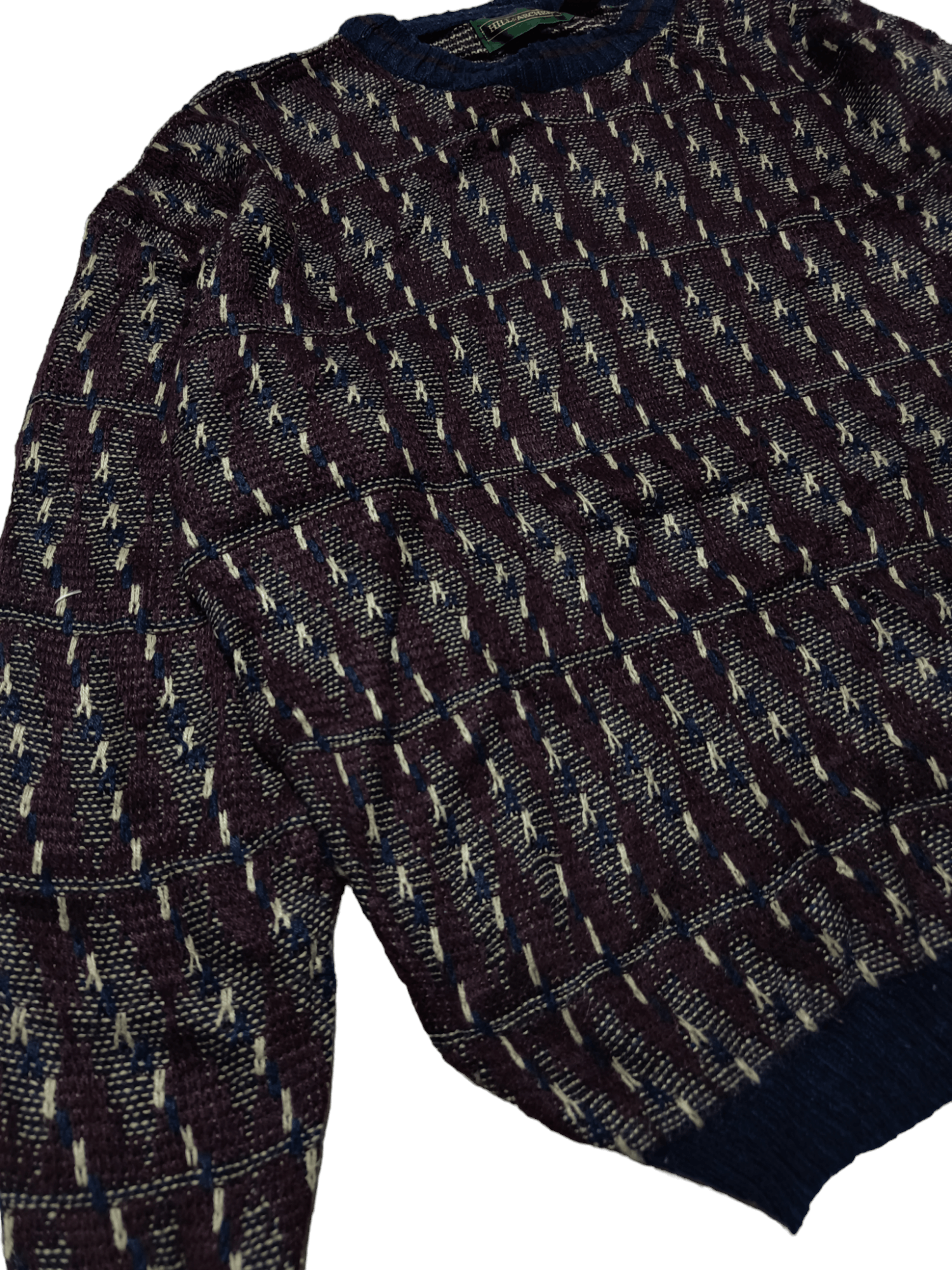 Other Vintage 80s HILL & ARCHER Striped Pattern Knit Sweater Size US XL / EU 56 / 4 - 5 Thumbnail