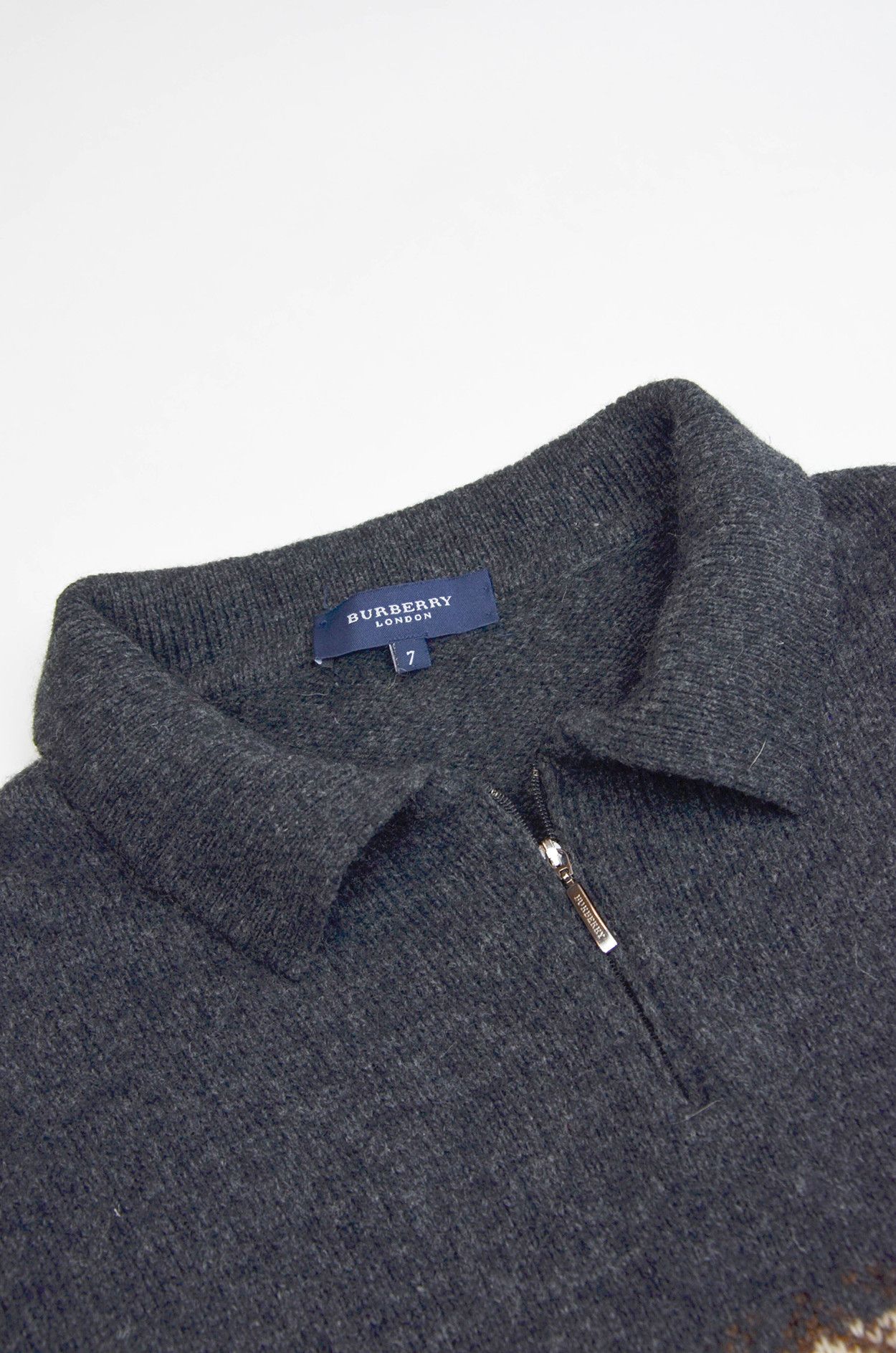 Burberry Burberry London Wool Fair Isle Half Zip Sweater Size 7 Size US L / EU 52-54 / 3 - 6 Thumbnail