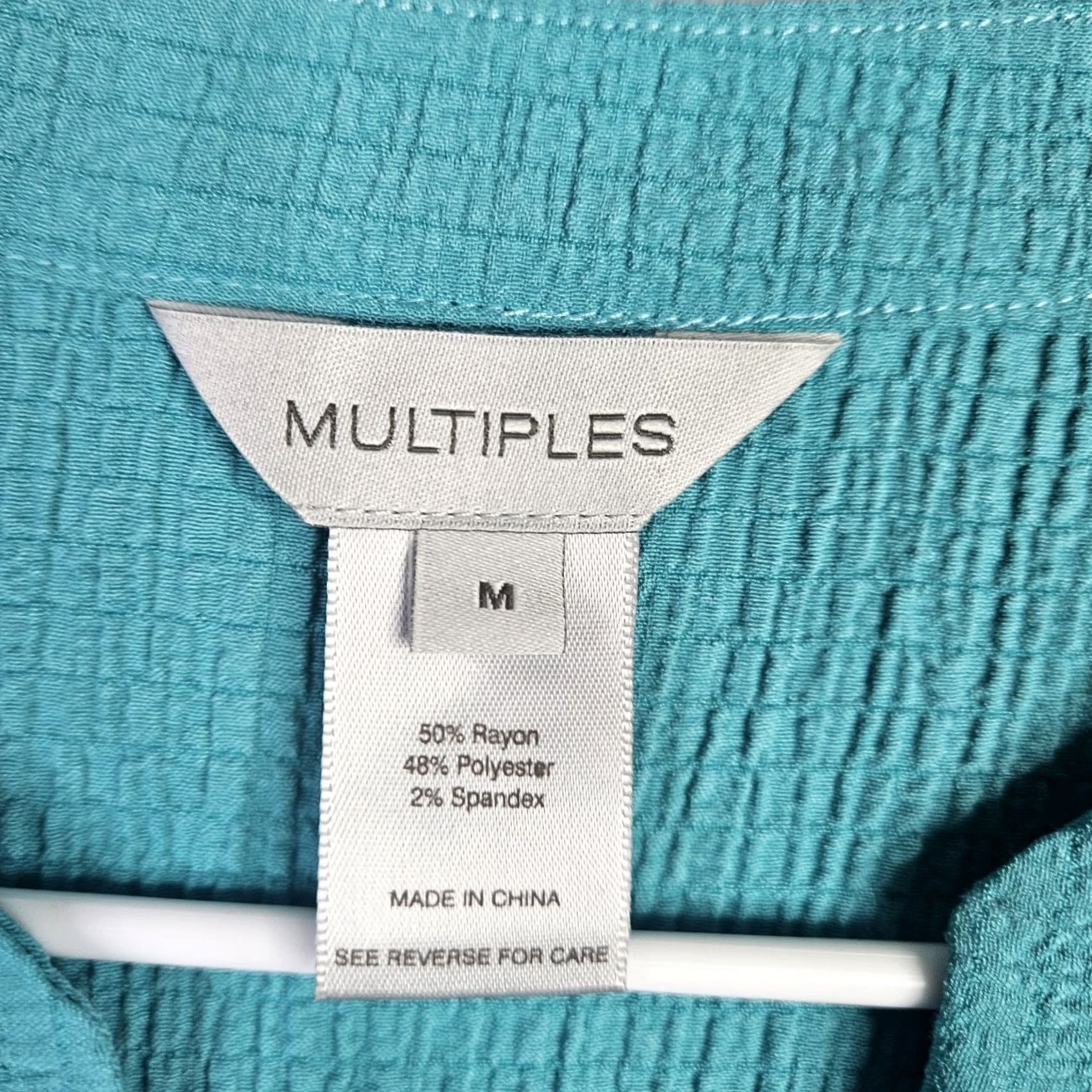 Vintage Multiples Women's Teal Blue 3/4 Sleeve Grommet Embellishments Shirt Sz M New Size M / US 6-8 / IT 42-44 - 5 Thumbnail