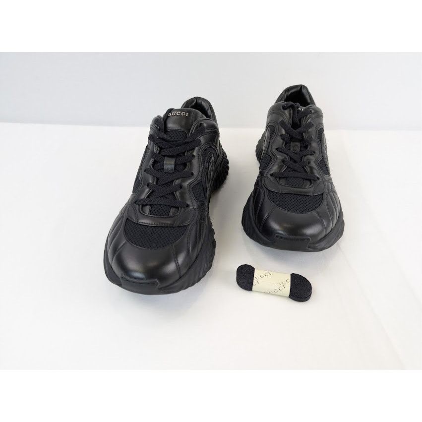 Gucci o1rshd1 Ripple Leather Sneakers in Black Size US 11.5 / EU 44-45 - 8 Thumbnail