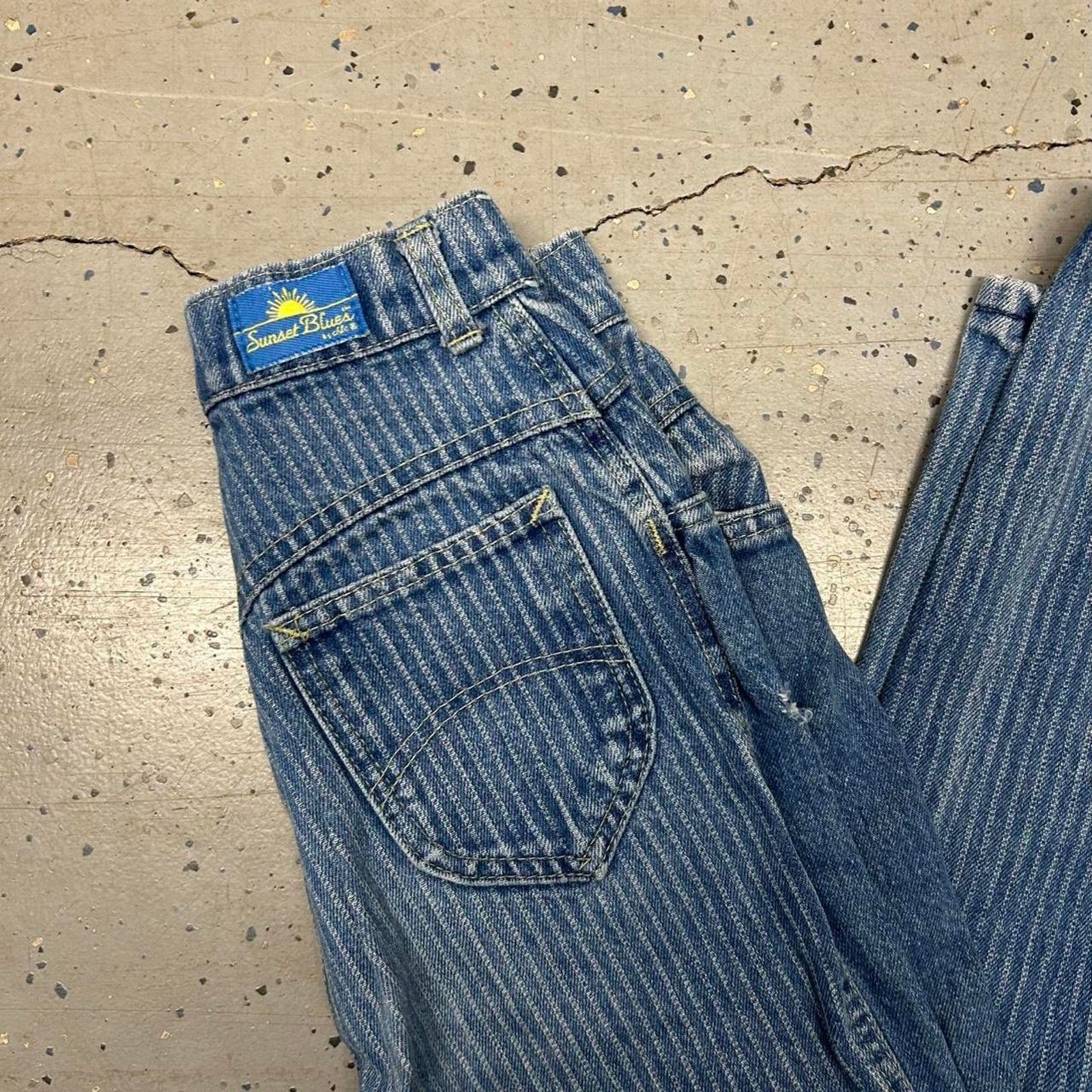 Other High-waisted Sunset Blues Chic vintage striped denim jeans Size 28" / US 6 / IT 42 - 2 Thumbnail