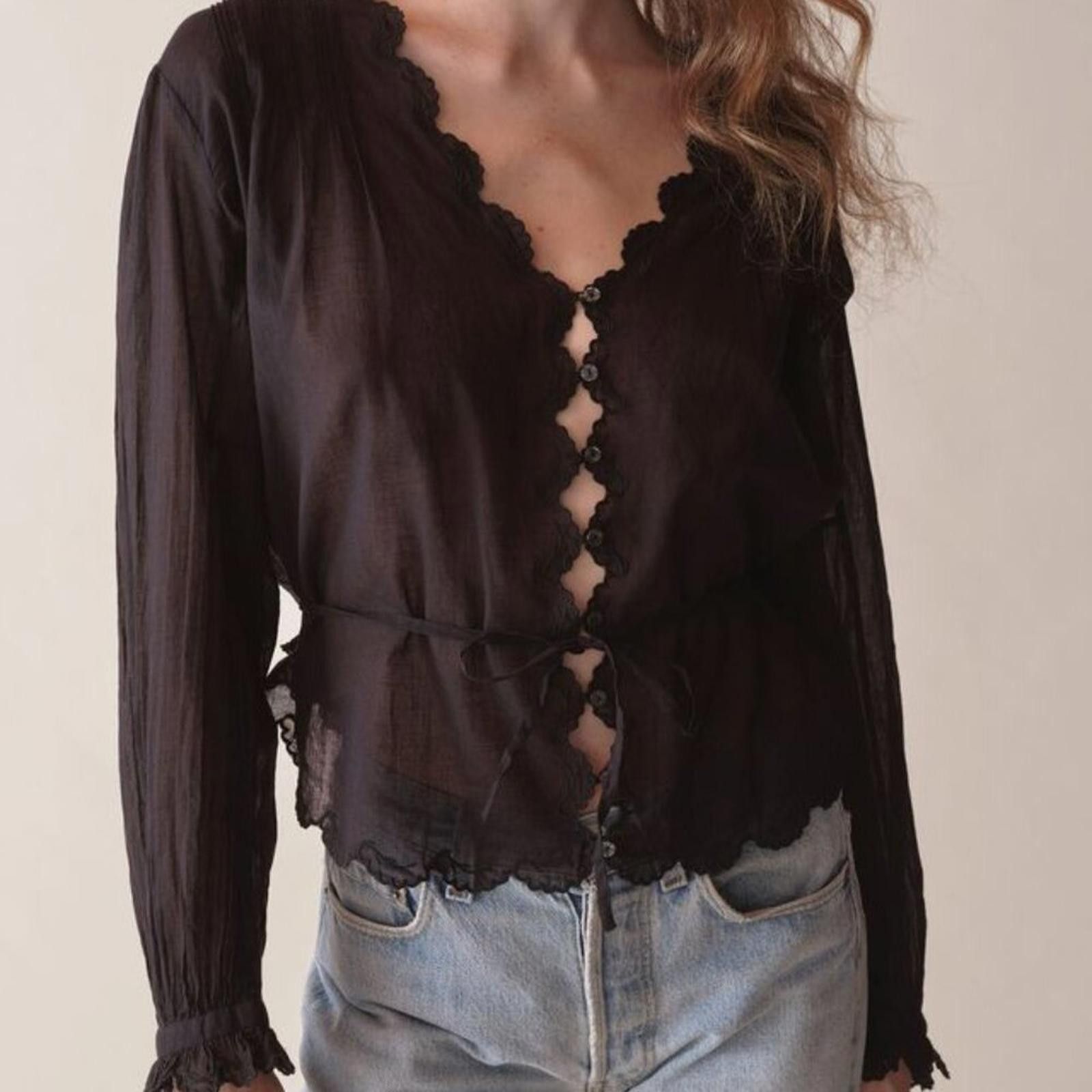 Designer NWT Doen ELAYNE TOP -- BLACK Size M / US 6-8 / IT 42-44 - 2 Thumbnail