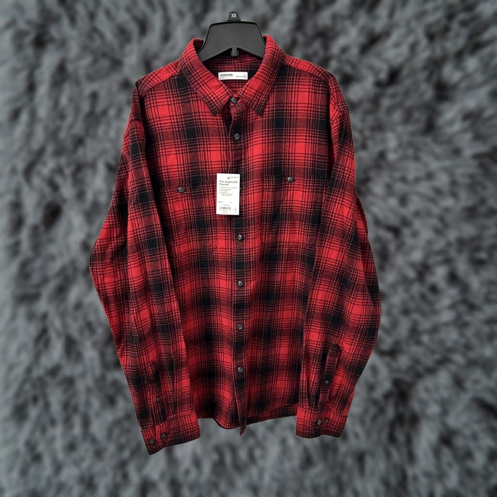 Vintage VINTAGE Sonoma Shirt Mens Large Red Plaid Super Soft Flannel Button Down Long Sleeve Size US L / EU 52-54 / 3 - 1 Thumbnail