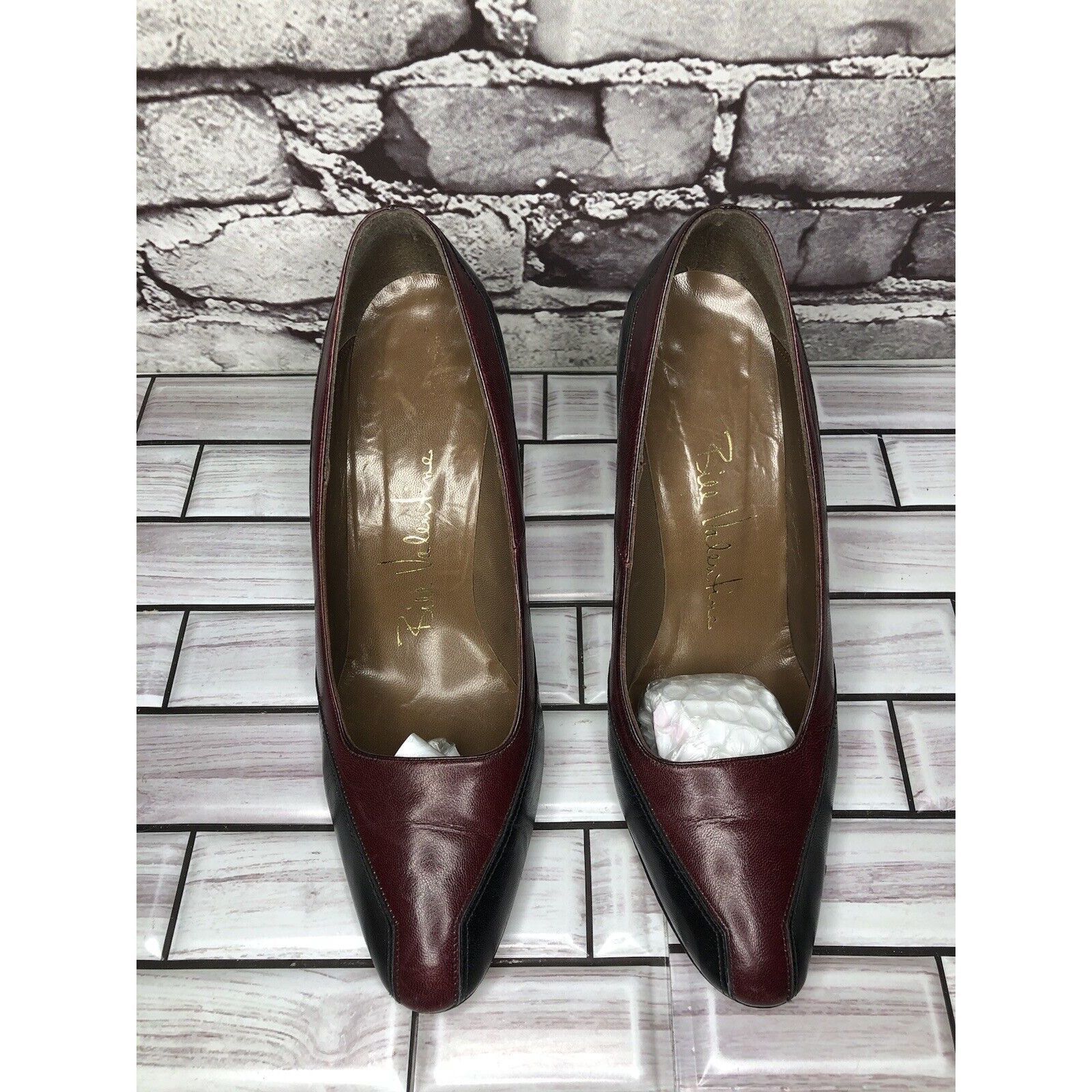 Other Bill Valentine VTG Burgundy Leather Slip On Classic Heels Wo Size US 7 / IT 37 - 20 Thumbnail