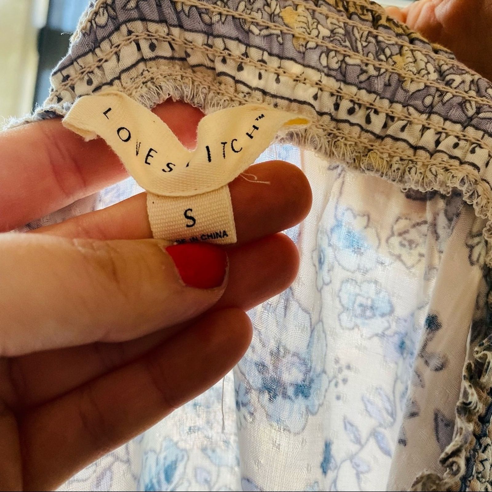 Anthropologie LOVESTITCH Blue White Floral Striped Boho Peasant Mini Dress Size S / US 4 / IT 40 - 7 Thumbnail