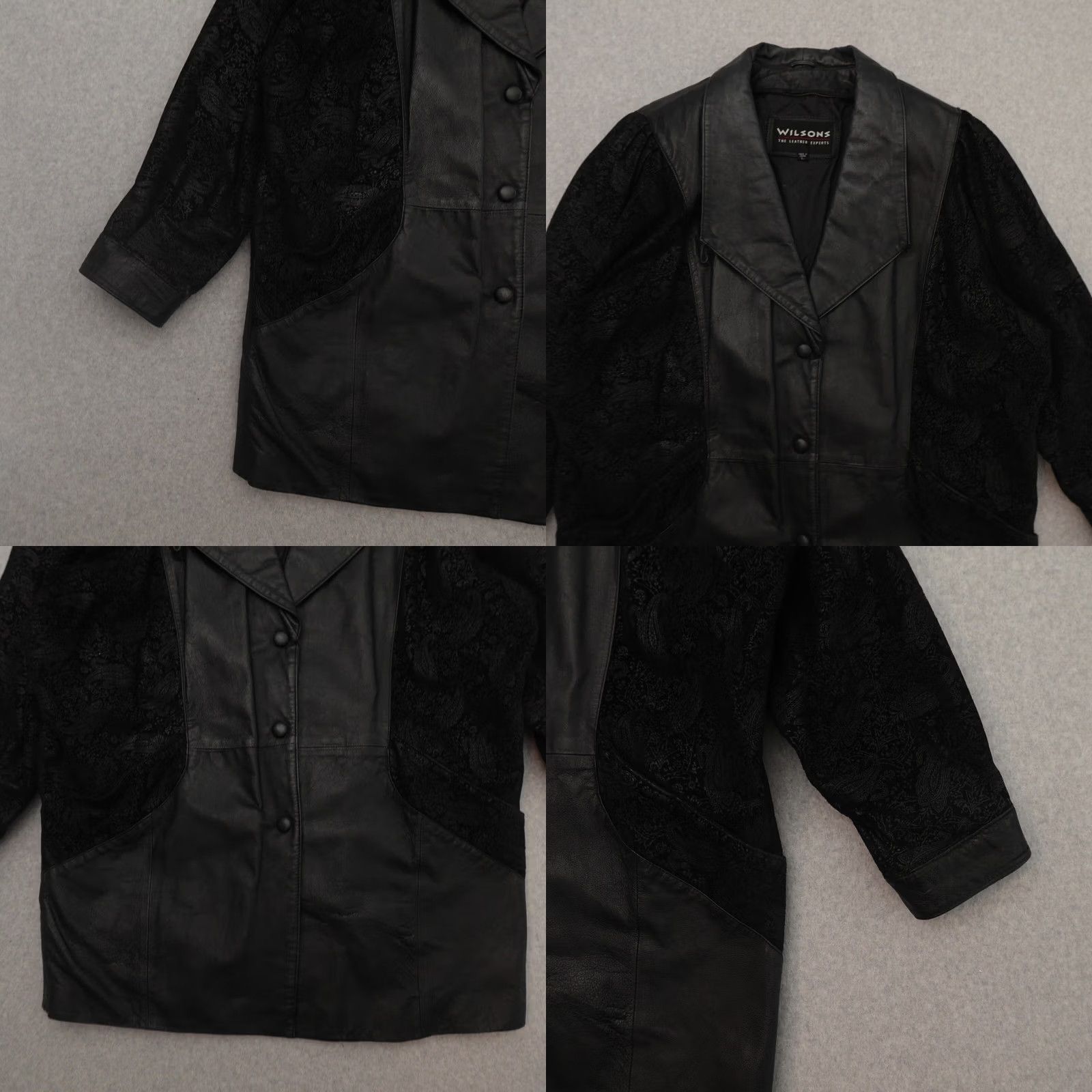 Vintage VTG Wilsons Leather Coat Jacket Womens L Puff Paisley Sleeves Black Size L / US 10 / IT 46 - 8 Thumbnail