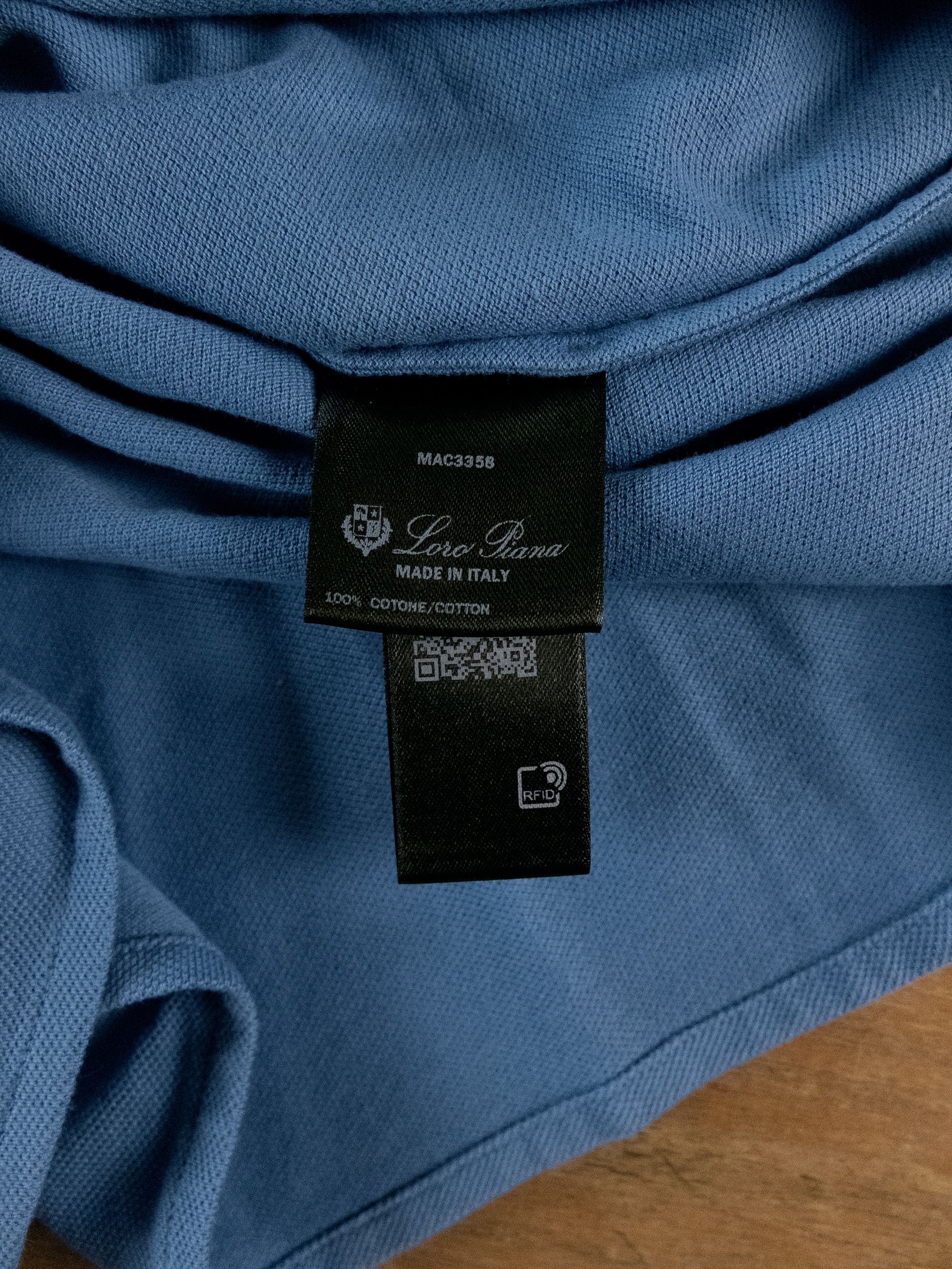 Loro Piana LORO PIANA blue pique cotton polo shirt Large NWT Size US L / EU 52-54 / 3 - 5 Thumbnail