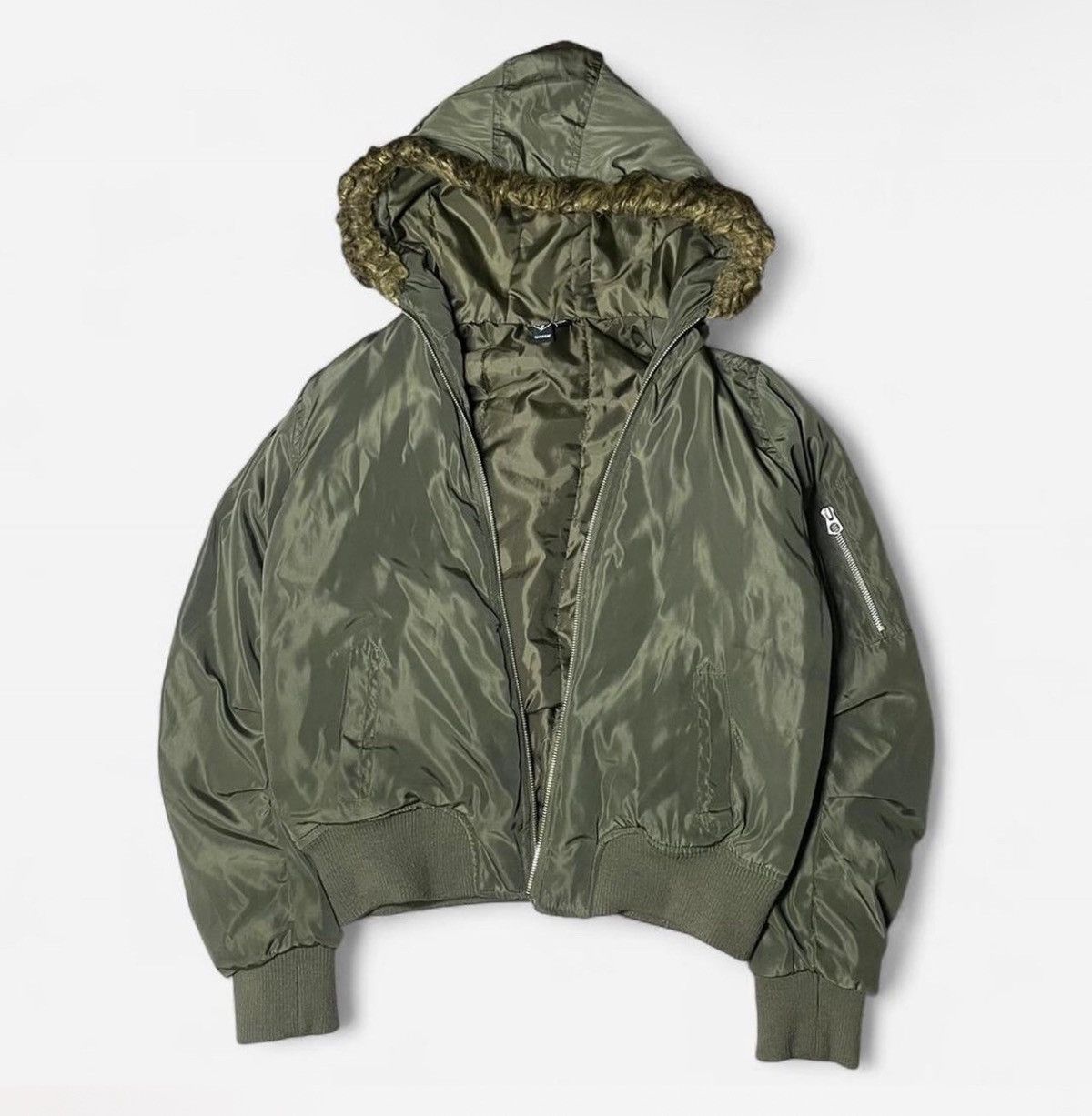 Entire Studios Green Bomber Jacket w Fur Hood Size US S / EU 44-46 / 1 - 1 Thumbnail