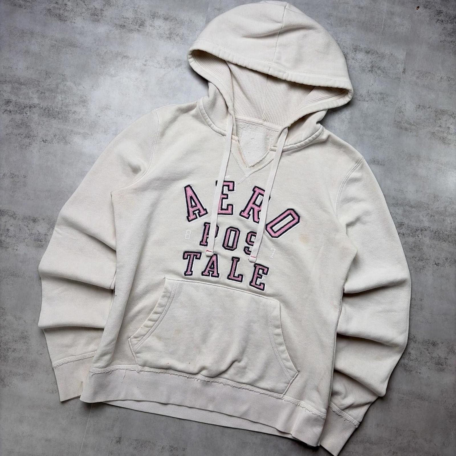 Aeropostale Y2K White Aeropostale Grunge Distressed Thermal Hoodie Size L / US 10 / IT 46 - 2 Thumbnail