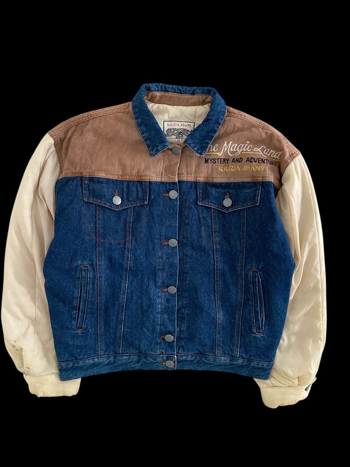 Hysteric Glamour KRIZIA JEANS BIG LOGO MYSTERY AND ADVENTURE DENIM JACKET Size US L / EU 52-54 / 3 - 12 Thumbnail