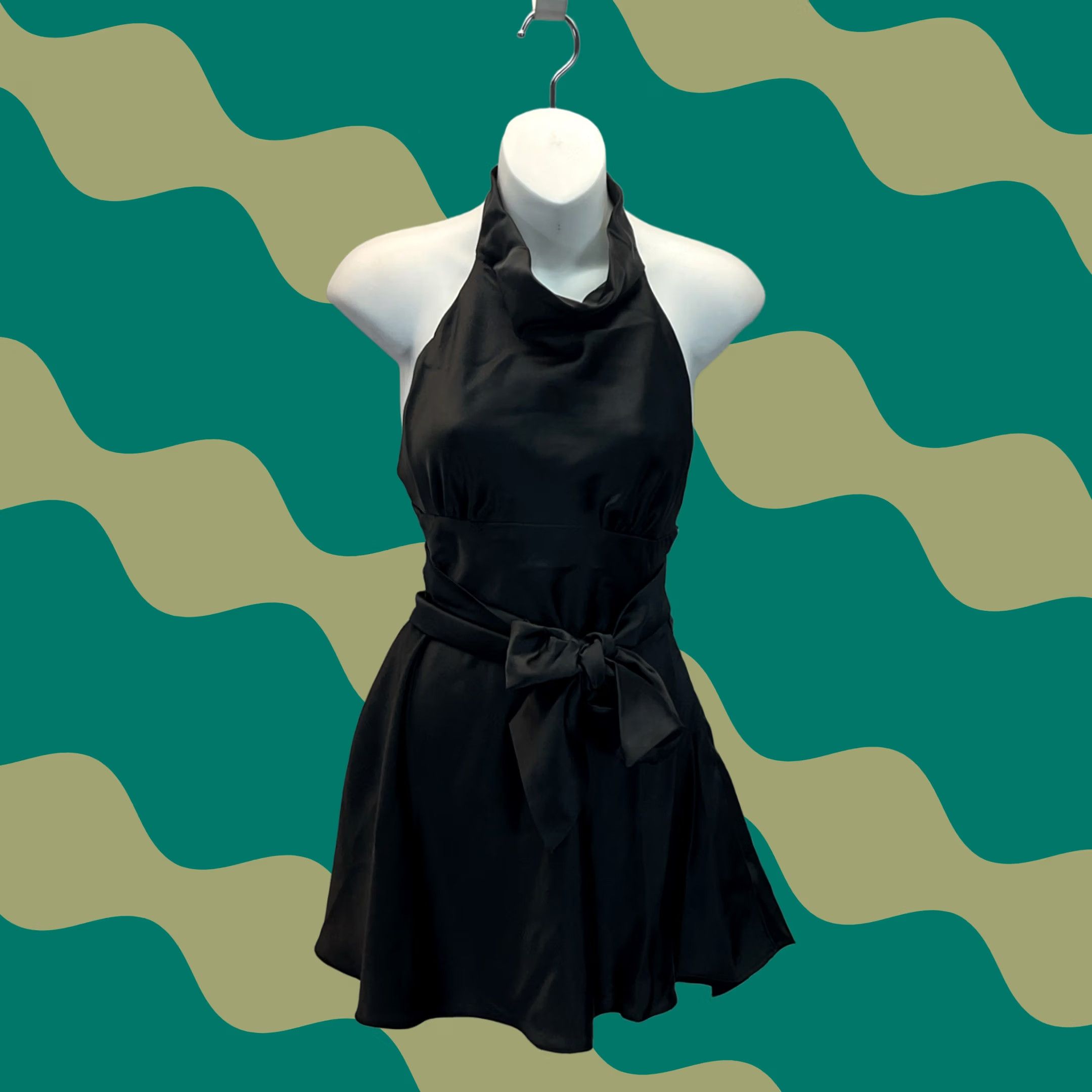 Zara Zara Slip Dress Medium Black Satin Drape Neck Tie Sides | Grailed