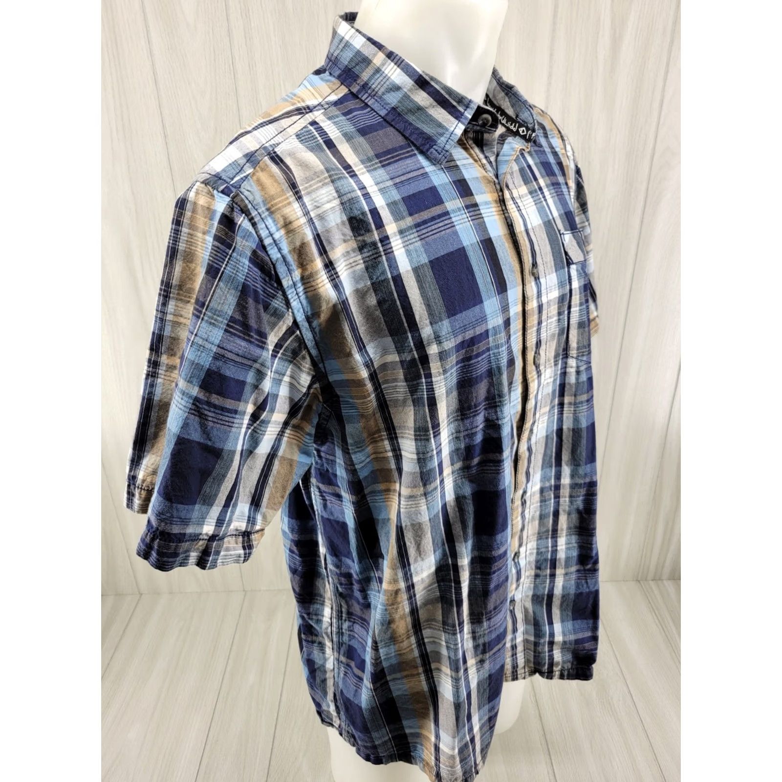 KAVU KAVU Men’s XL Short Sleeve Plaid Pocket Shirt Blue Size US XL / EU 56 / 4 - 5 Thumbnail