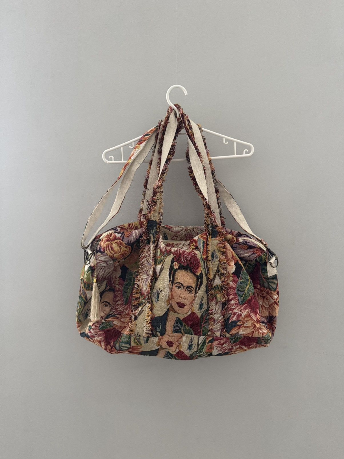 20471120 Very crazy bag Rework Cotton Frida Kahlo Painting Tote Bag Size ONE SIZE - 5 Thumbnail