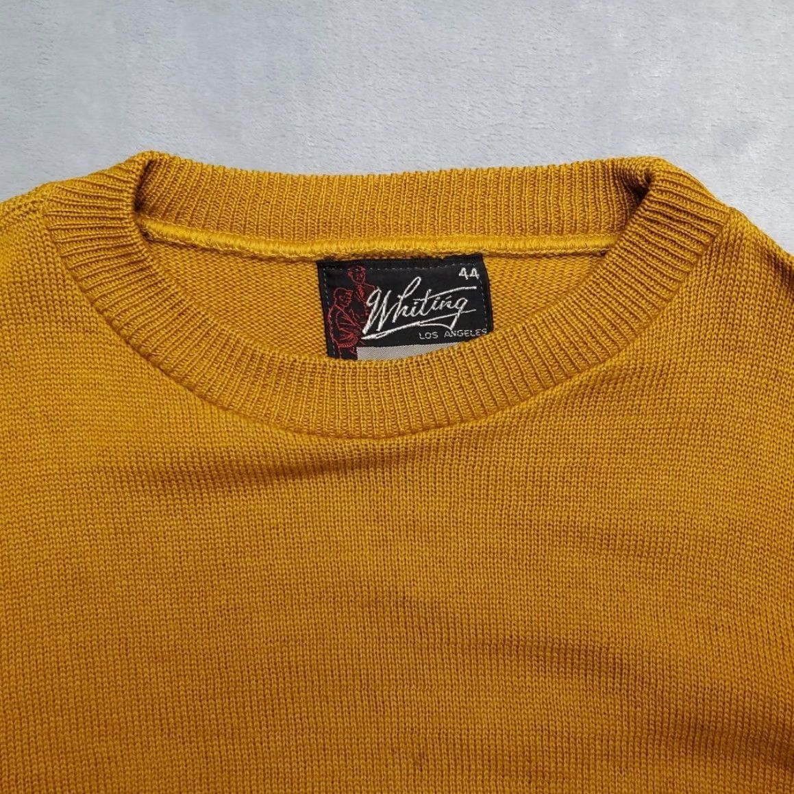 Vintage VTG Whiting Sweater Mens 44 Yellow Crewneck Knit Pullover 50s 60s Mid Century Size US XXL / EU 58 / 5 - 4 Thumbnail