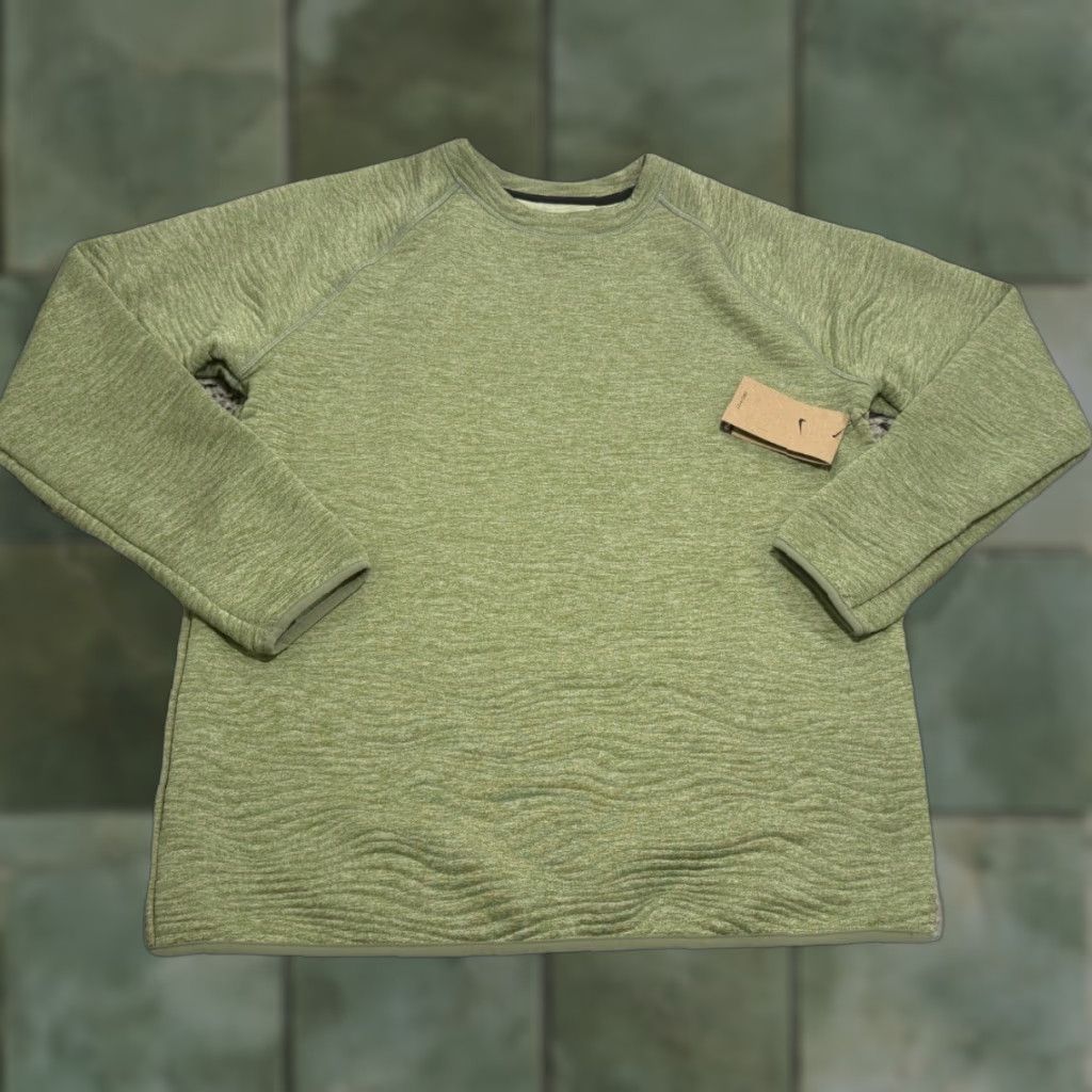 VINTAGE Nike Golf Sweatshirt Mens Medium Crew Neck Quilted Pullover Green 90s Activewear