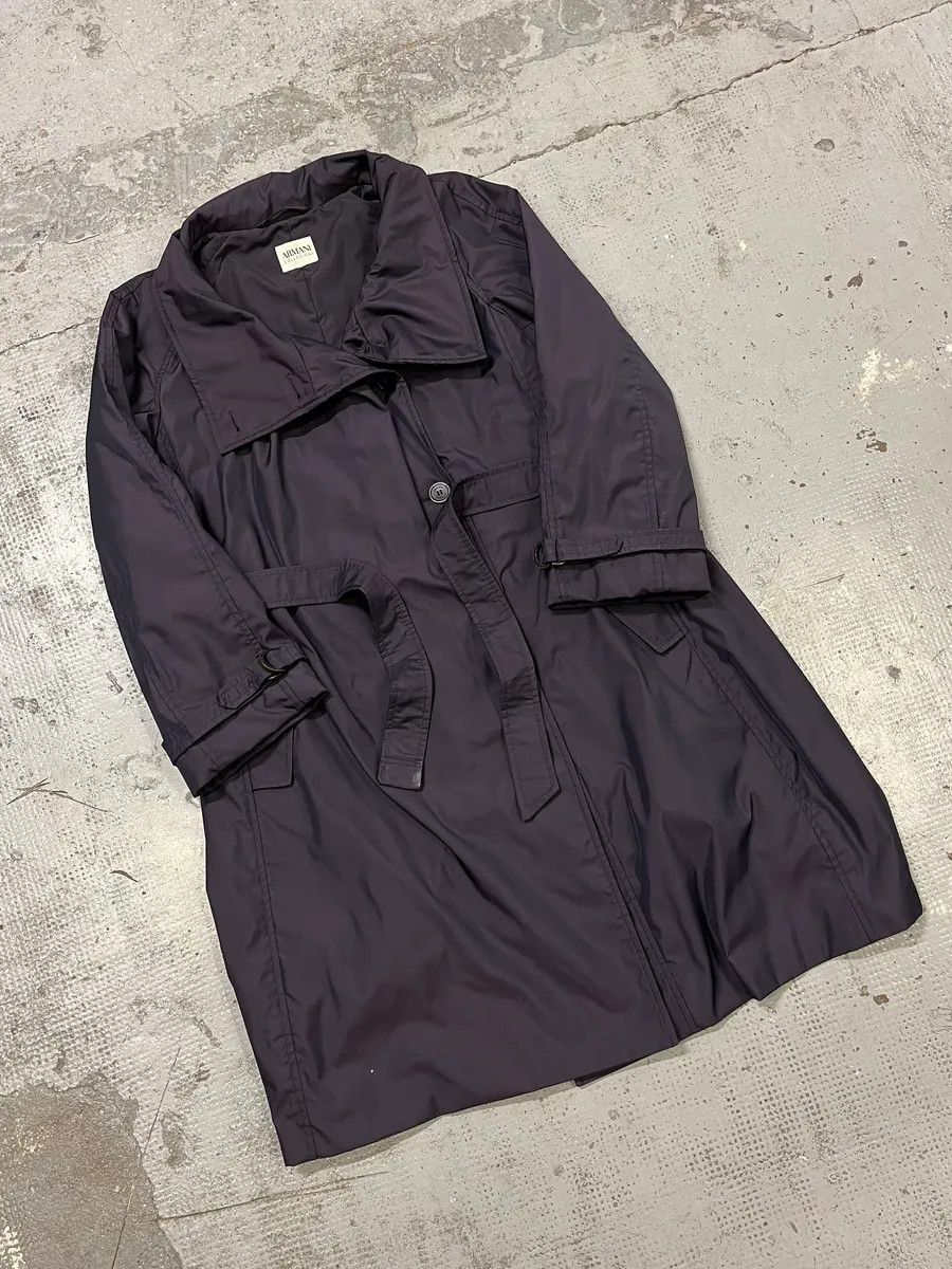 Armani Collezioni AW2010 Armani Collezioni Dark Purple Asymmetrical Light Trench Coat Size US S / EU 44-46 / 1 - 5 Thumbnail