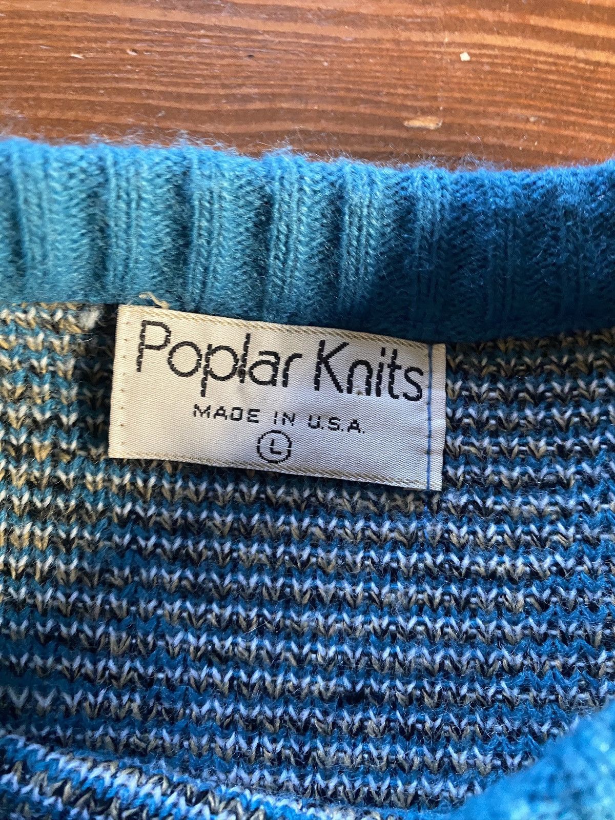 Vintage Vintage 80’s Poplar Knit Blue Diamond Pattern Knit Sweater Size US L / EU 52-54 / 3 - 3 Thumbnail