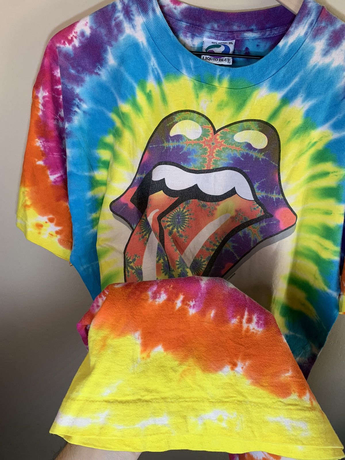 Band Tees *RARE* Vintage 1994 Rolling Stones FRACTAL Tie-Dye T-Shirt Size US XL / EU 56 / 4 - 8 Thumbnail