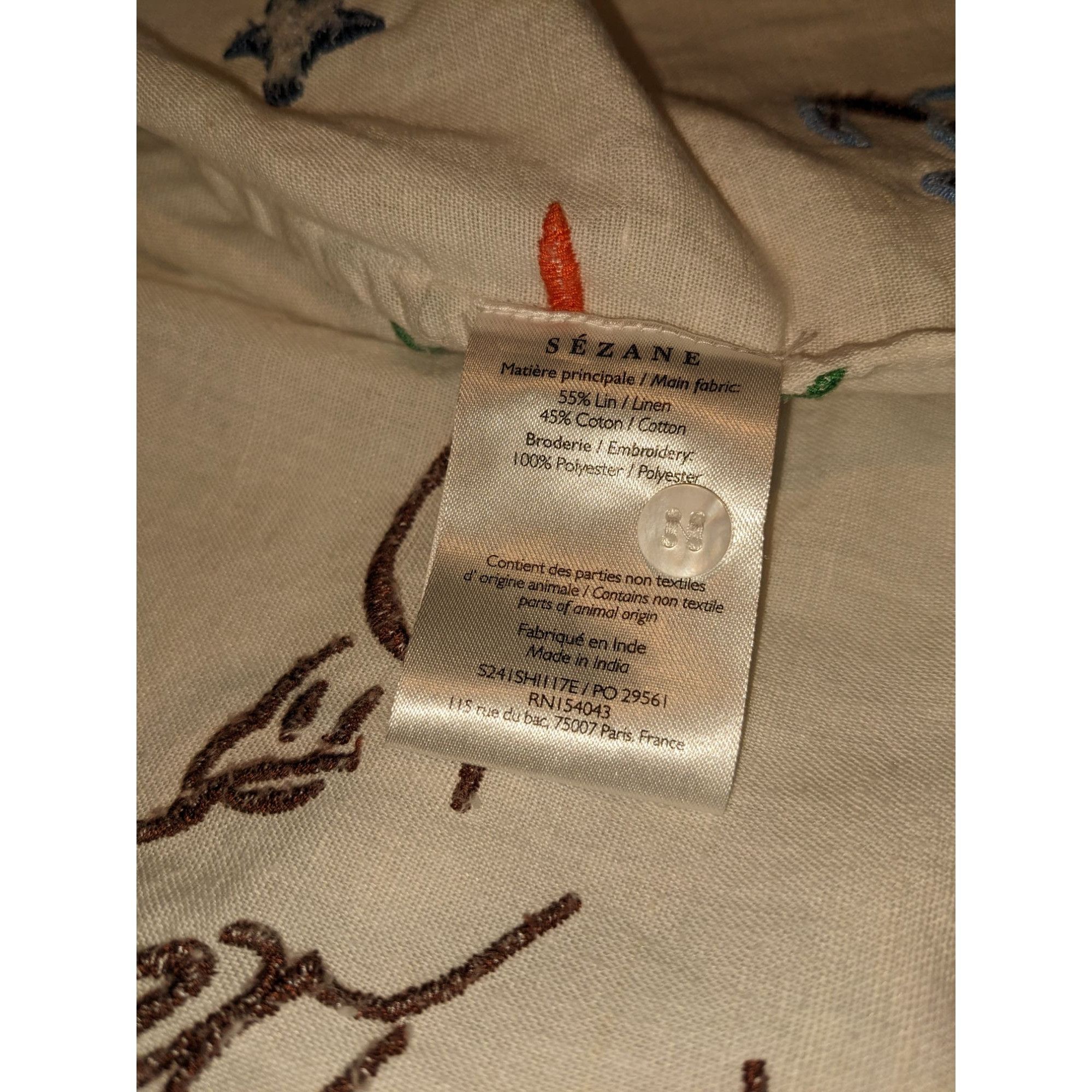 Sezane Sezane MARZIA SHIRT G.KERO linen animals print multicolor pi Size M / US 6-8 / IT 42-44 - 6 Thumbnail