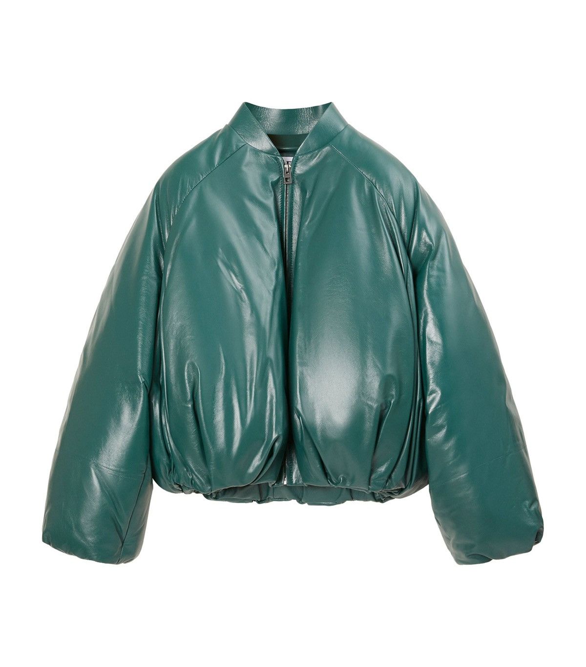 Loewe Loewe Green Padded Leather Bomber Jacket Size XS / US 0-2 / IT 36-38 - 1 Thumbnail