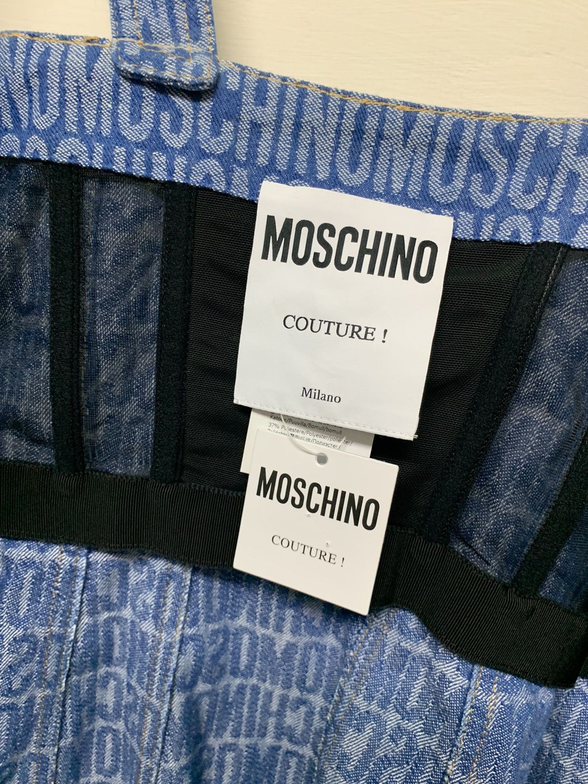 Moschino MOSCHINO Denim Jacquard Logo Bustier Mini Dress Size S / US 4 / IT 40 - 7 Thumbnail