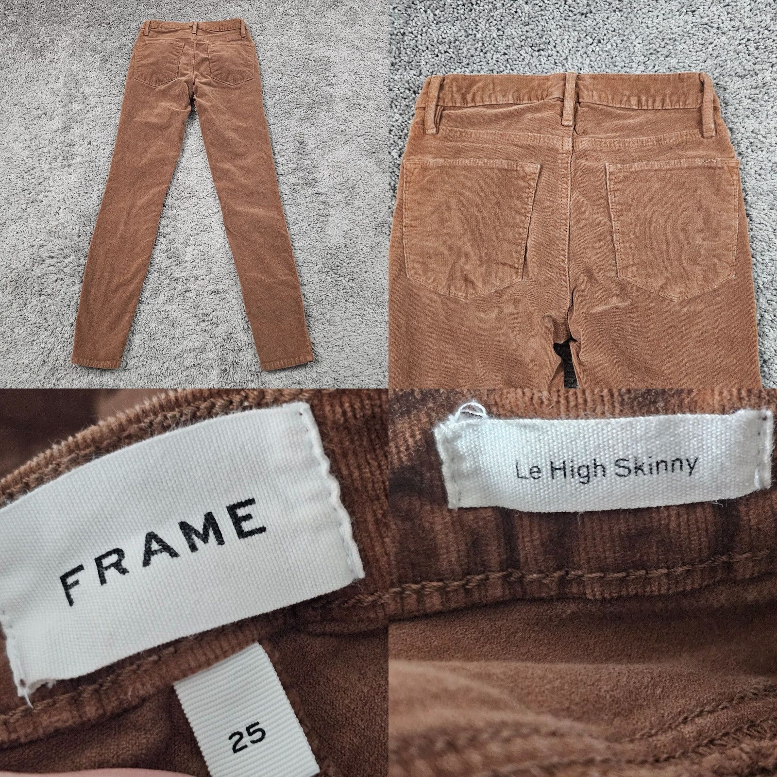 Frame FRAME Brown Corduroy Skinny Pants Womens Size 25 Mid Rise Stretch 23x28 Size 23" - 8 Thumbnail