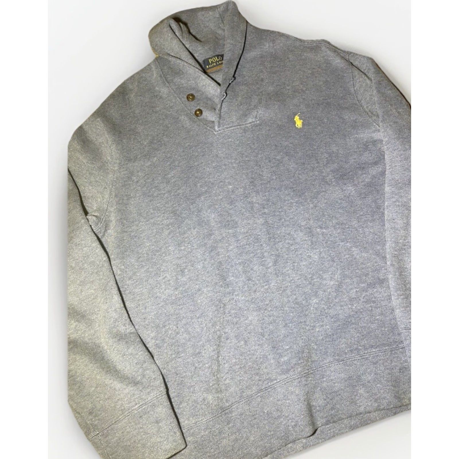 Polo Ralph Lauren VINTAGE Ralph Lauren Polo Mens Light Blue Cowl Neck Leather Elbow Patch Sweater Large Size US L / EU 52-54 / 3 - 3 Thumbnail