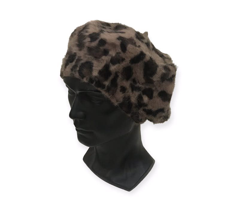 image of Grl Leopard Fleece Beanie Hat, Men's