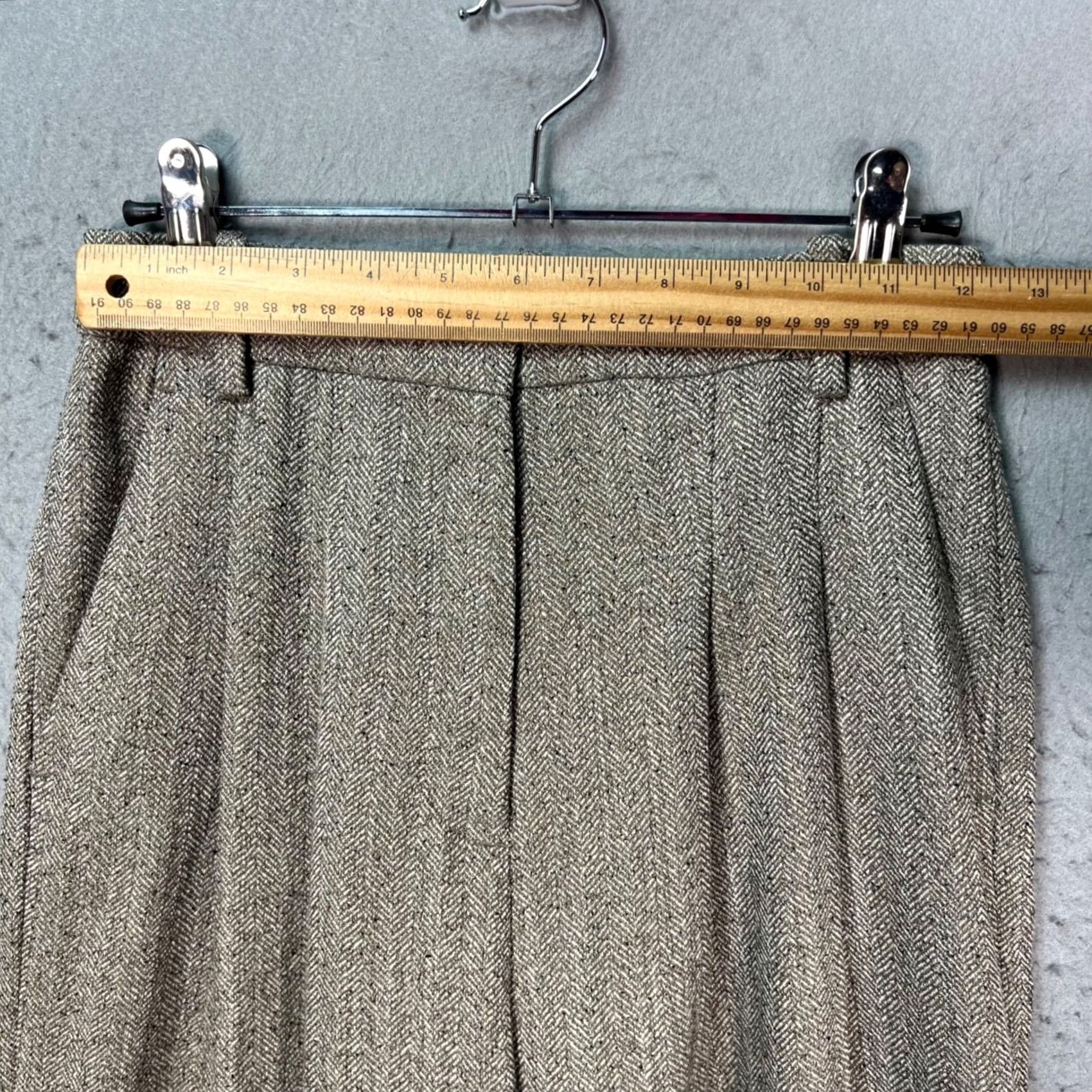H&M H&M Womens Pants Herringbone Wide-Leg Beige High-Waist Pleated Adult 2 Regular Inseam 29in Dress Size 26" / US 2 / IT 38 - 5 Thumbnail