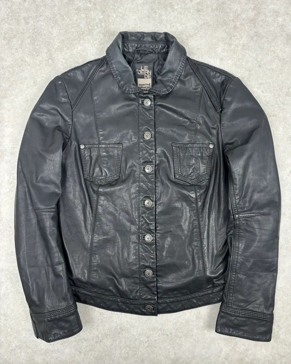 Marithe + Francois Girbaud 2000s Marithé + François Girbaud Black Buttoned Modern Leather Jacket Size S / US 4 / IT 40 - 1 Thumbnail