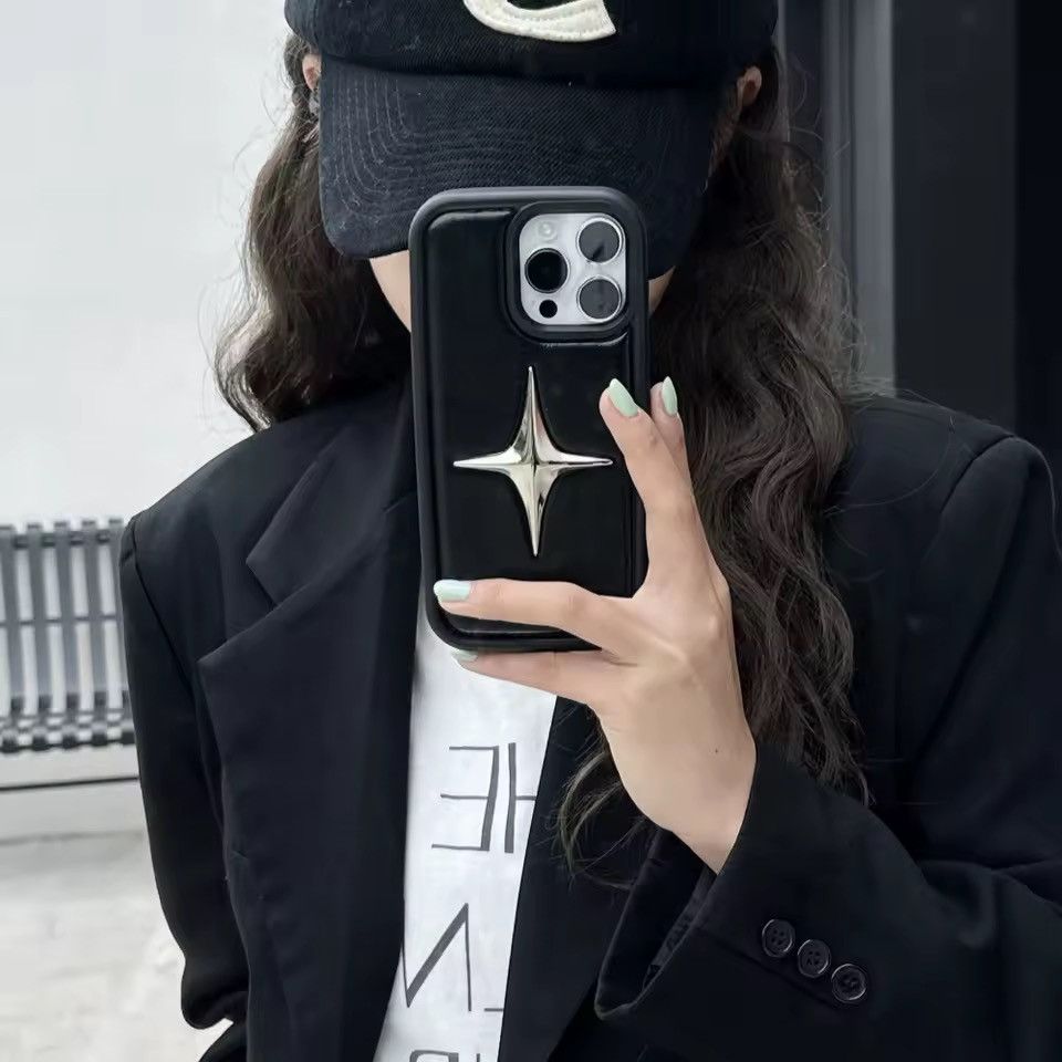 Other Punk PU Leather Metal Star Black Iphone 16 Pro Case Size ONE SIZE - 1 Thumbnail