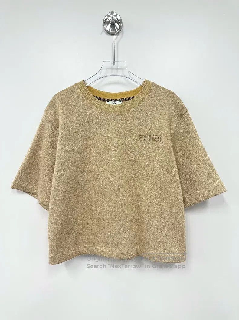 Fendi Fendi Gold Glitter胸前 Letter Logo Short Sleeve Size M / US 6-8 / IT 42-44 - 1 Thumbnail