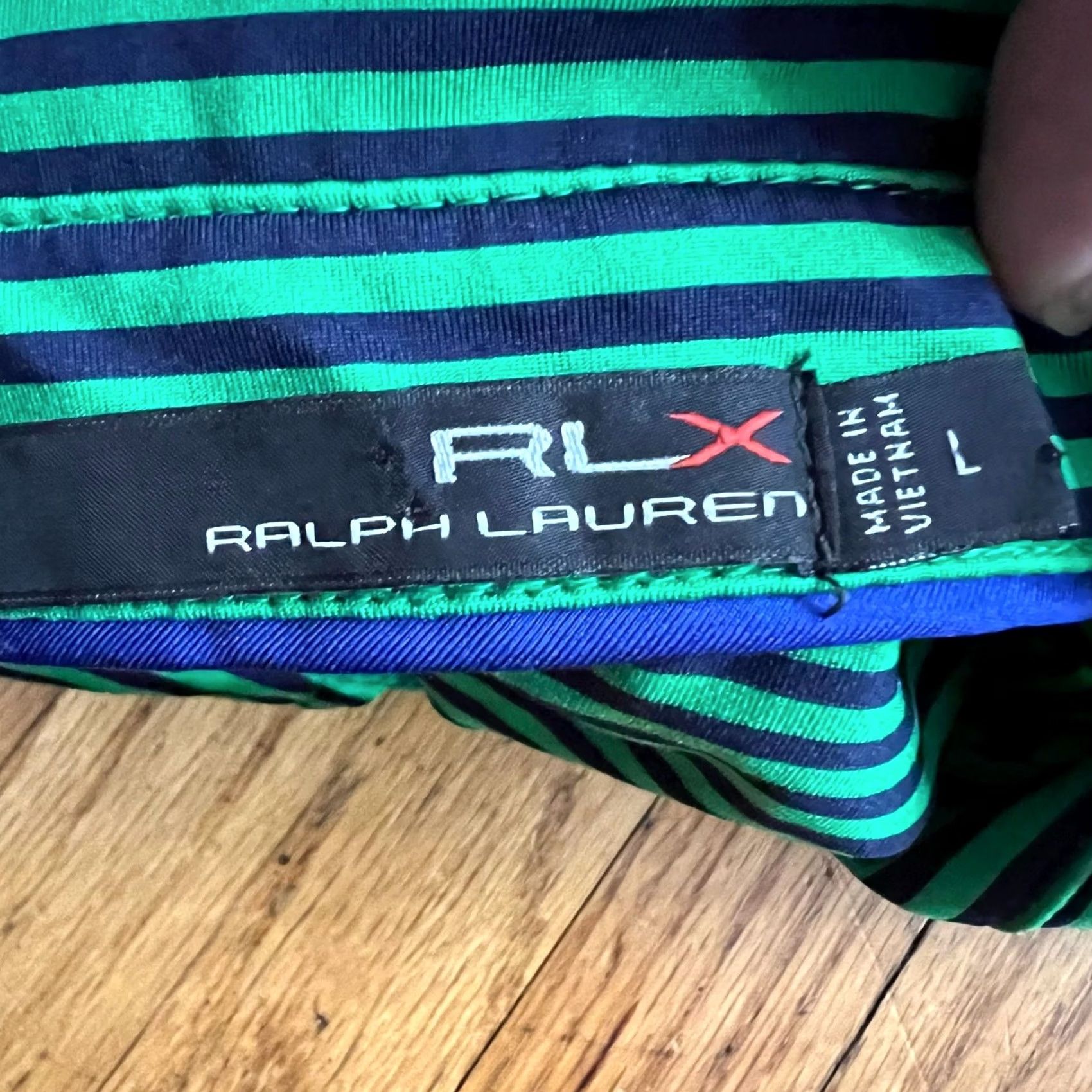 RLX Ralph Lauren RLX Ralph Lauren Polo Shirt Mens Large Performance Stripe Blue Green Golf Size US L / EU 52-54 / 3 - 4 Thumbnail