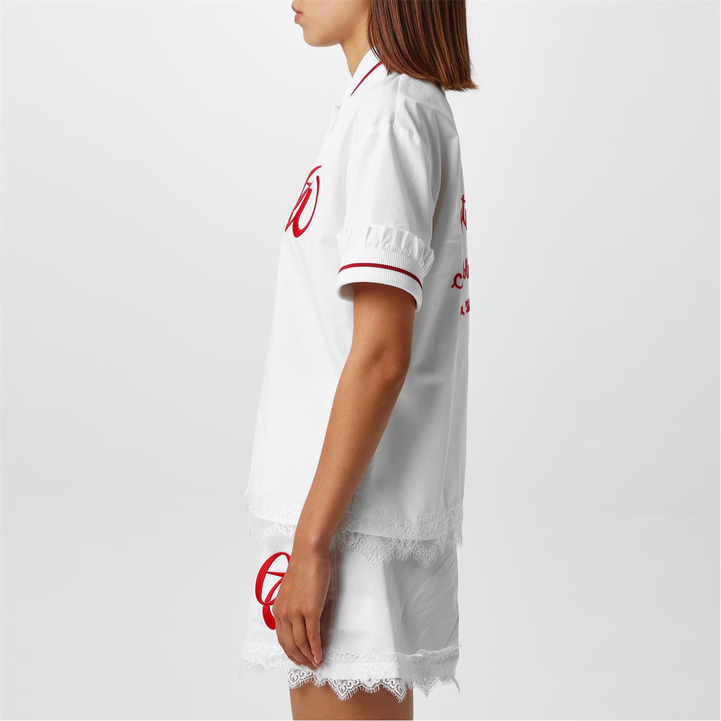 Off-White o1g2r1mq0125 Embroidered Baseball Shirt in White & Red Size XS / US 0-2 / IT 36-38 - 3 Thumbnail