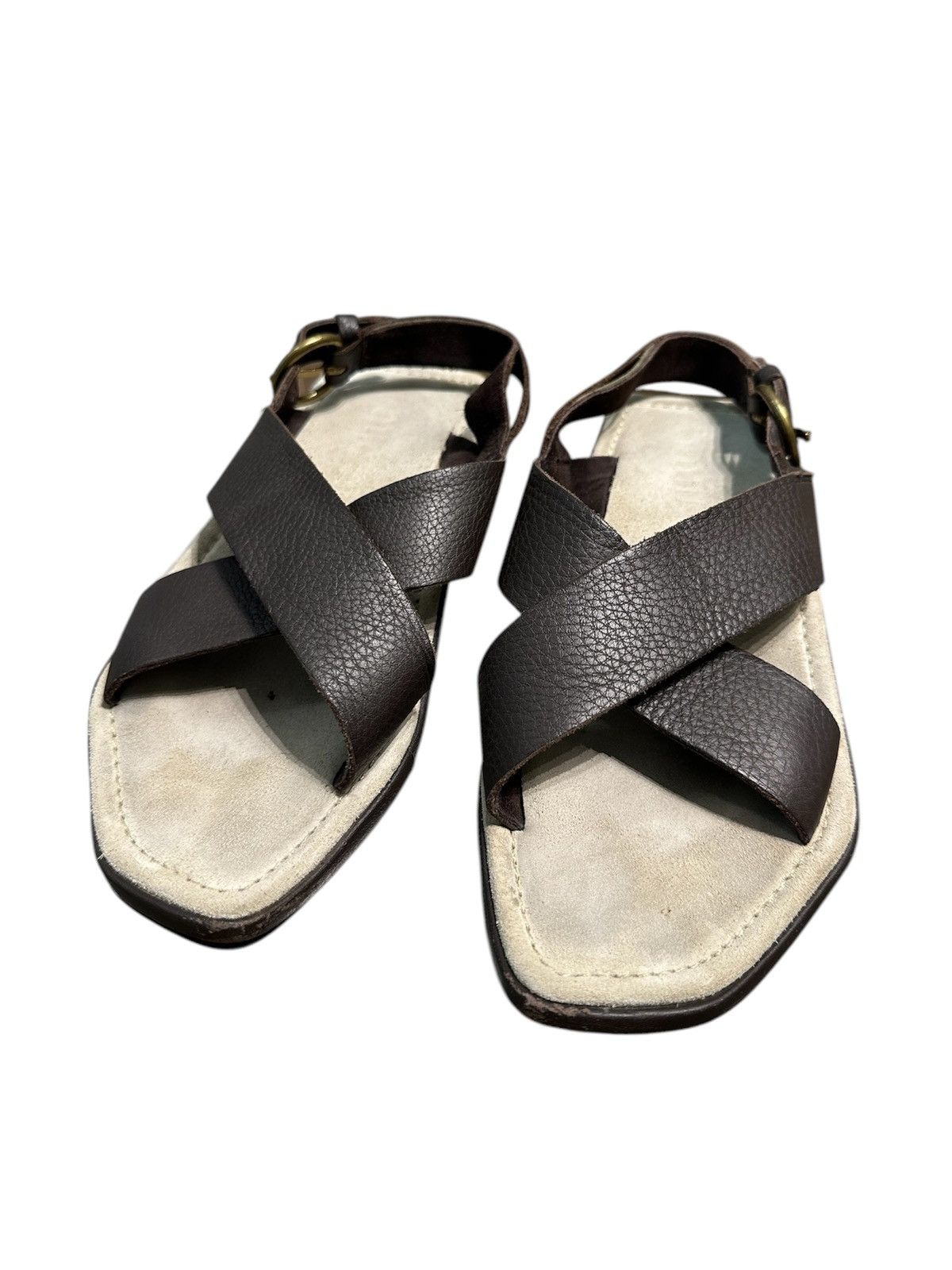 Miu Miu × Prada Miu Miu Brown Leather Vintage Size 36.5 Made in Italy Sandal Size US 6.5 / IT 36.5 - 1 Thumbnail