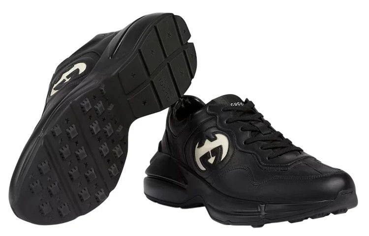 Gucci oc11z1025 Men's Rhyton Sneakers With Interlocking G in Black Size US 7 / EU 40 - 4 Thumbnail