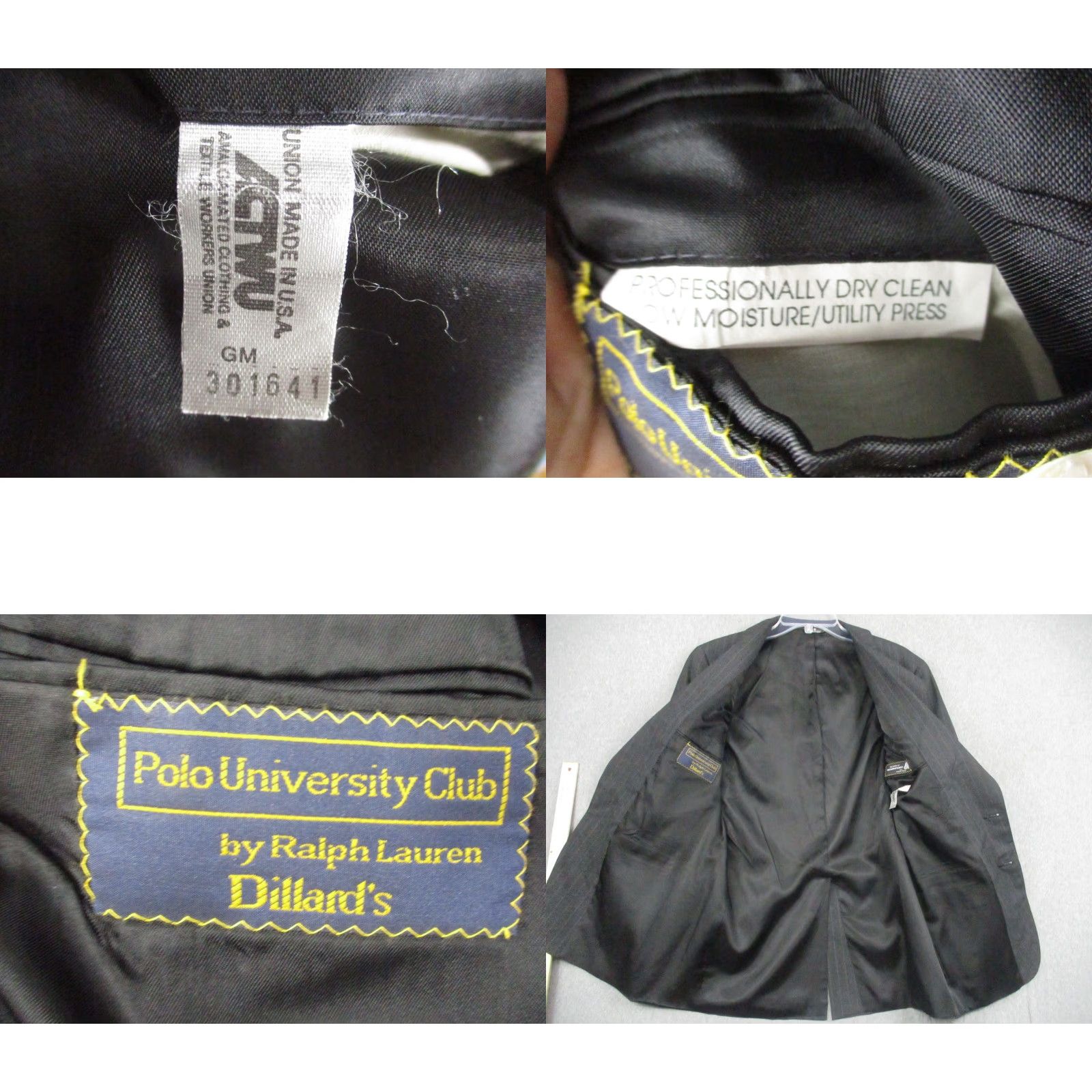 Ralph Lauren Polo University Club Blazer Mens 42L Wool Pinstripe Charcoal Gray Sport Coat 2 Piece Long Business Formal Size US XL / EU 56 / 4 - 8 Thumbnail